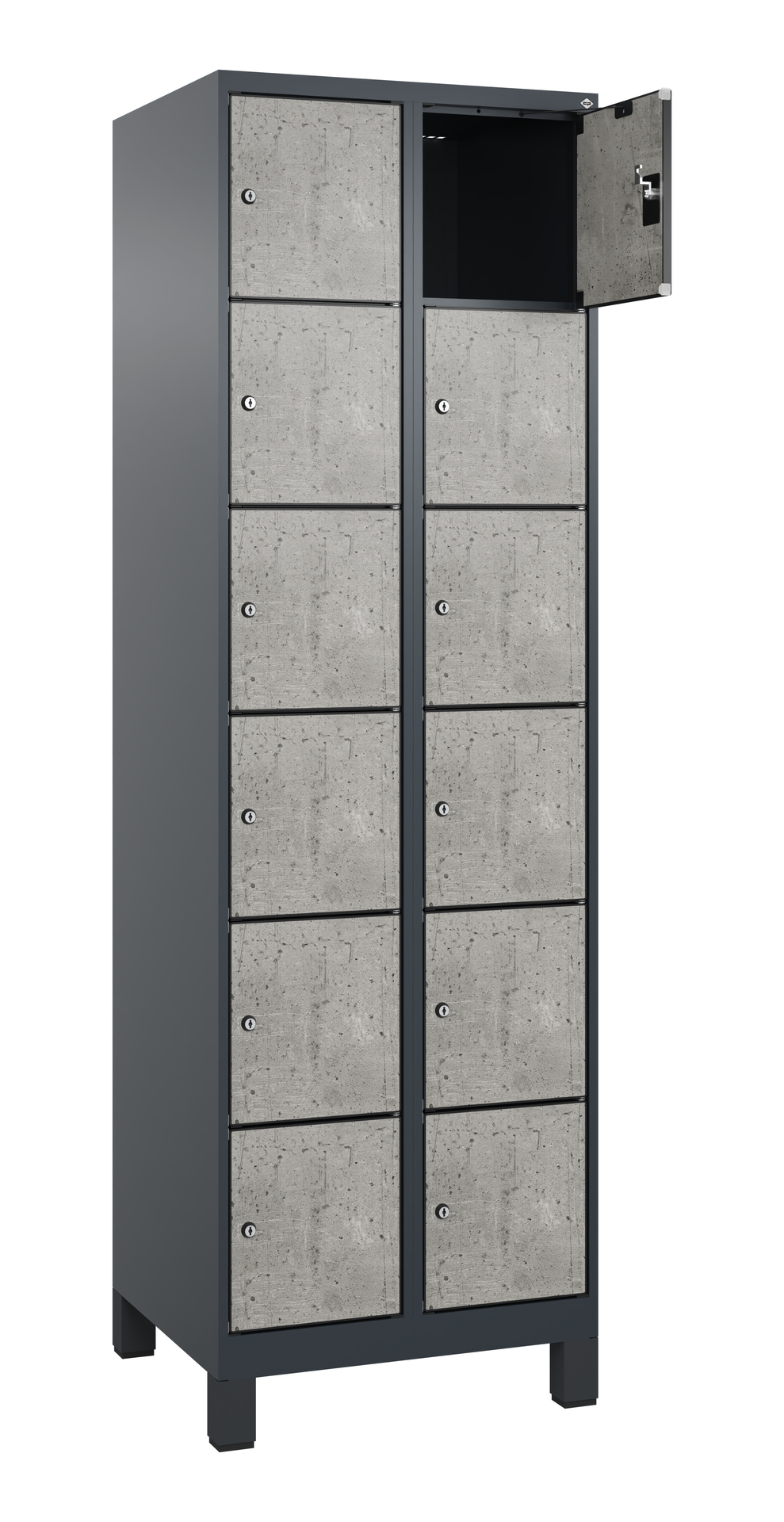 C+P Schlie�fachschrank Evolo PLUS, F��e, 12 F�cher, 1950x600x500mm