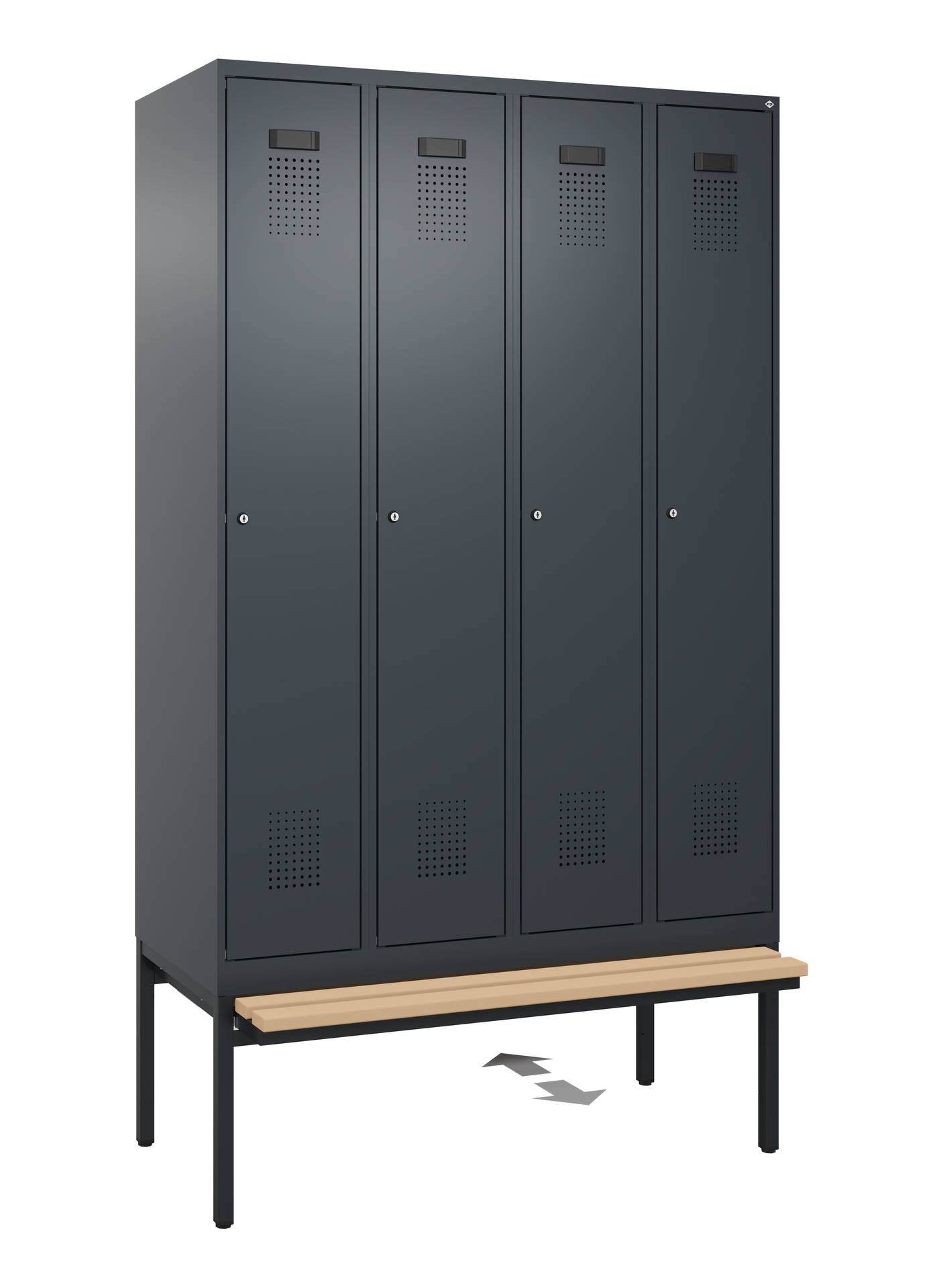 C+P Spind Evolo PLUS, Bank, 4 Abteile, 2120x1200x815mm