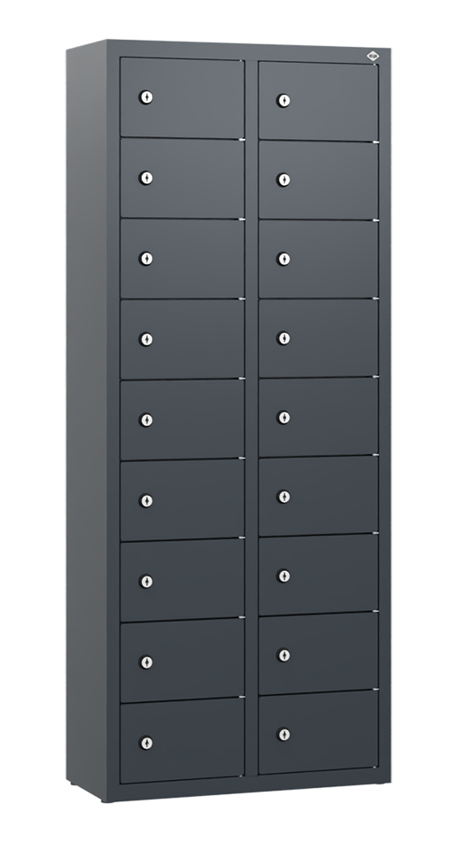 Handy-Garage mit 18 Fächern, wandhängend, RAL 7016 Anthrazit
