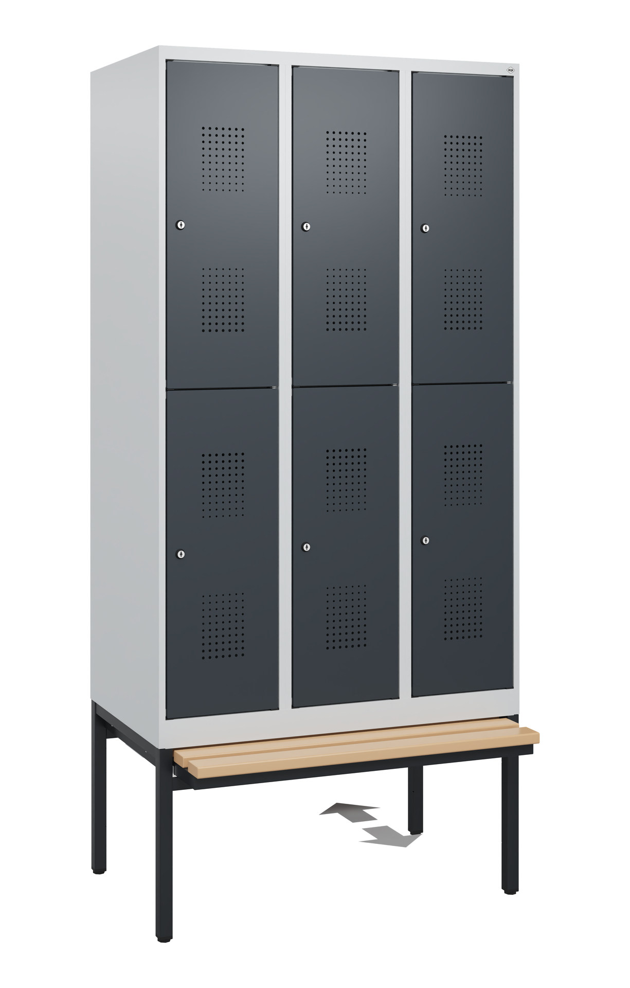 C+P Doppelstöckiger Spind Evolo PLUS, 6 Fächer, 1950x900x815mm