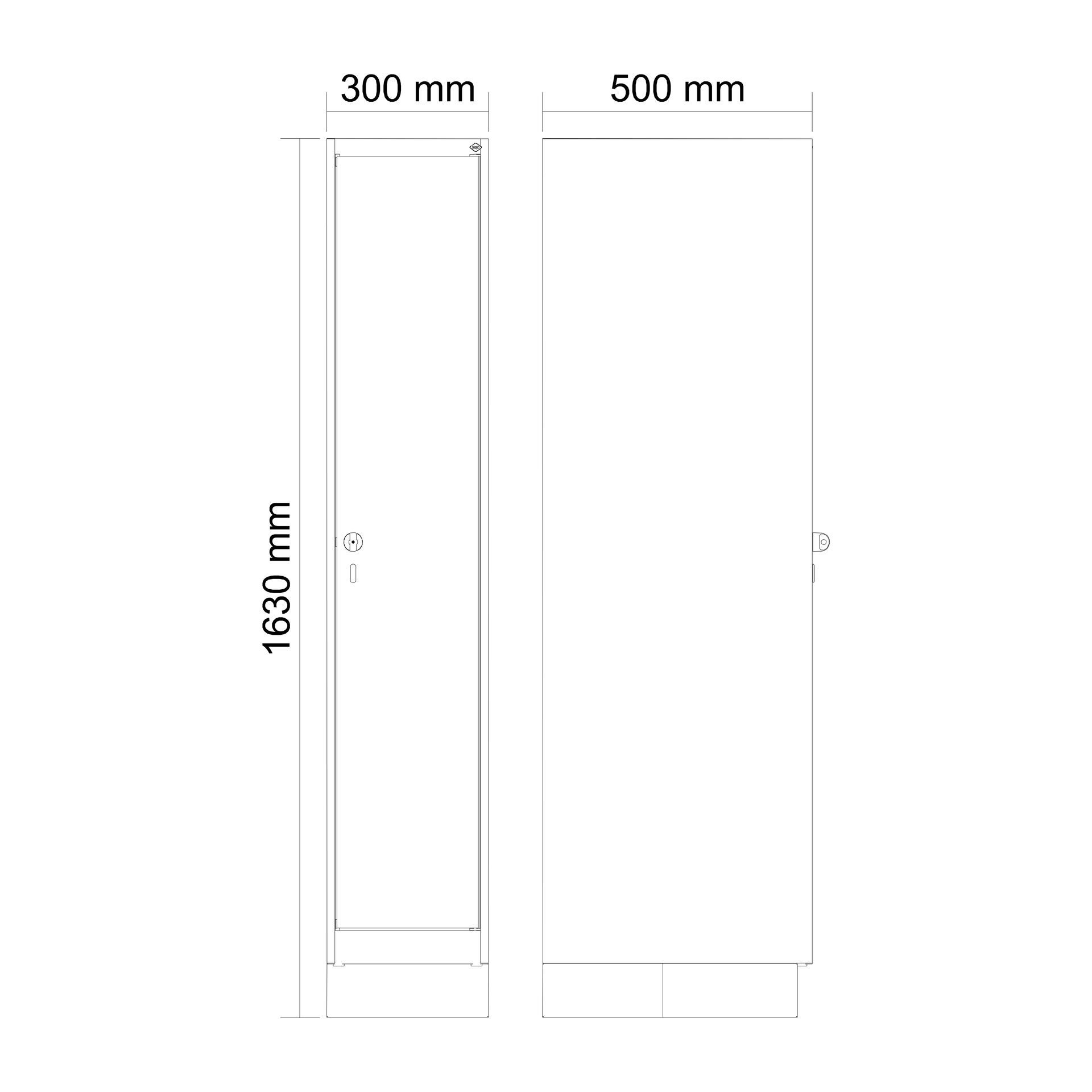C+P Spind Evolo PLUS, Sockel, 1 Abteil, 1630x300x500mm