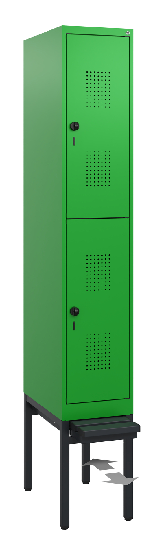 C+P Doppelstöckiger Spind Evolo PLUS, 2 Fächer, 1950x300x815mm