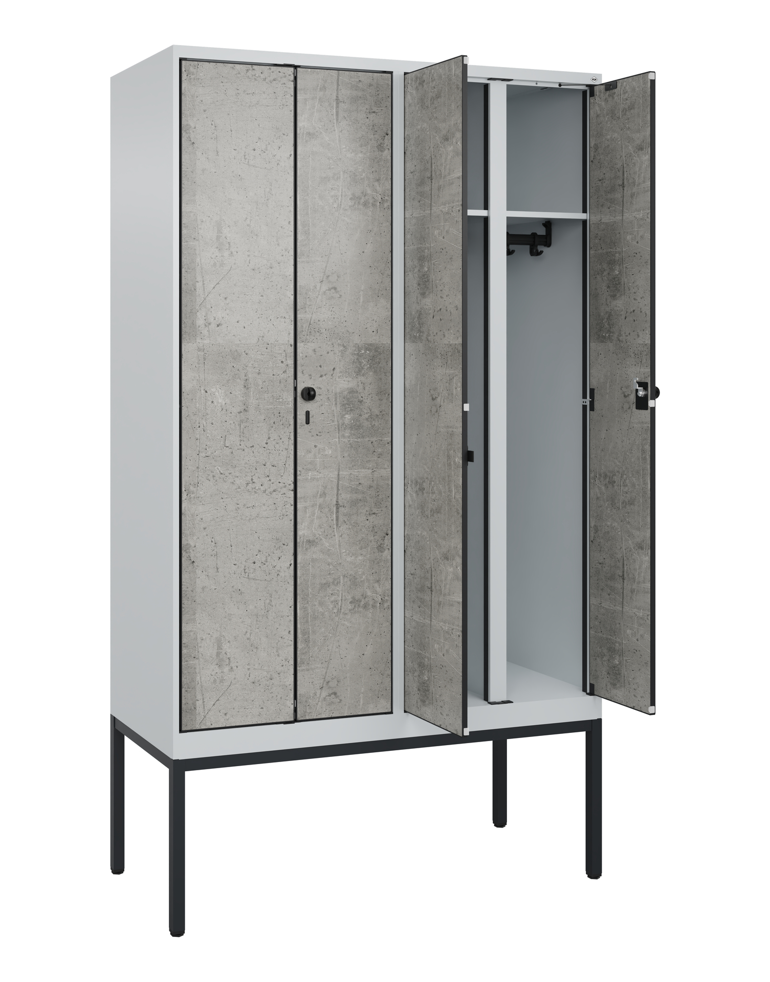 C+P Schwarz-Wei�-Spind Evolo PLUS, Gestell, 4 Abteile, 2120x1200x500mm