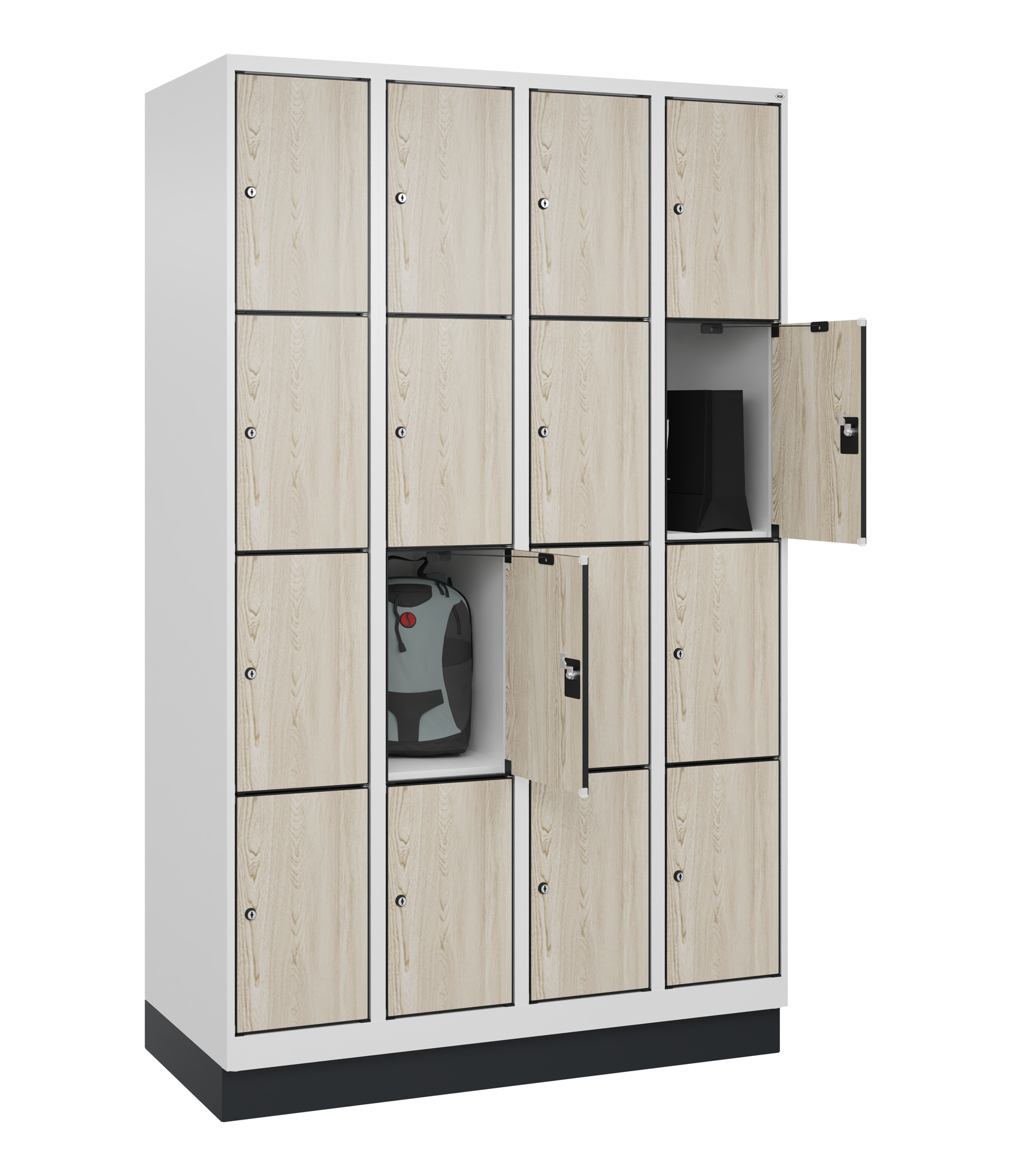 C+P Schlie�fachschrank Evolo PLUS, Sockel, 16 F�cher, 1950x1200x500mm