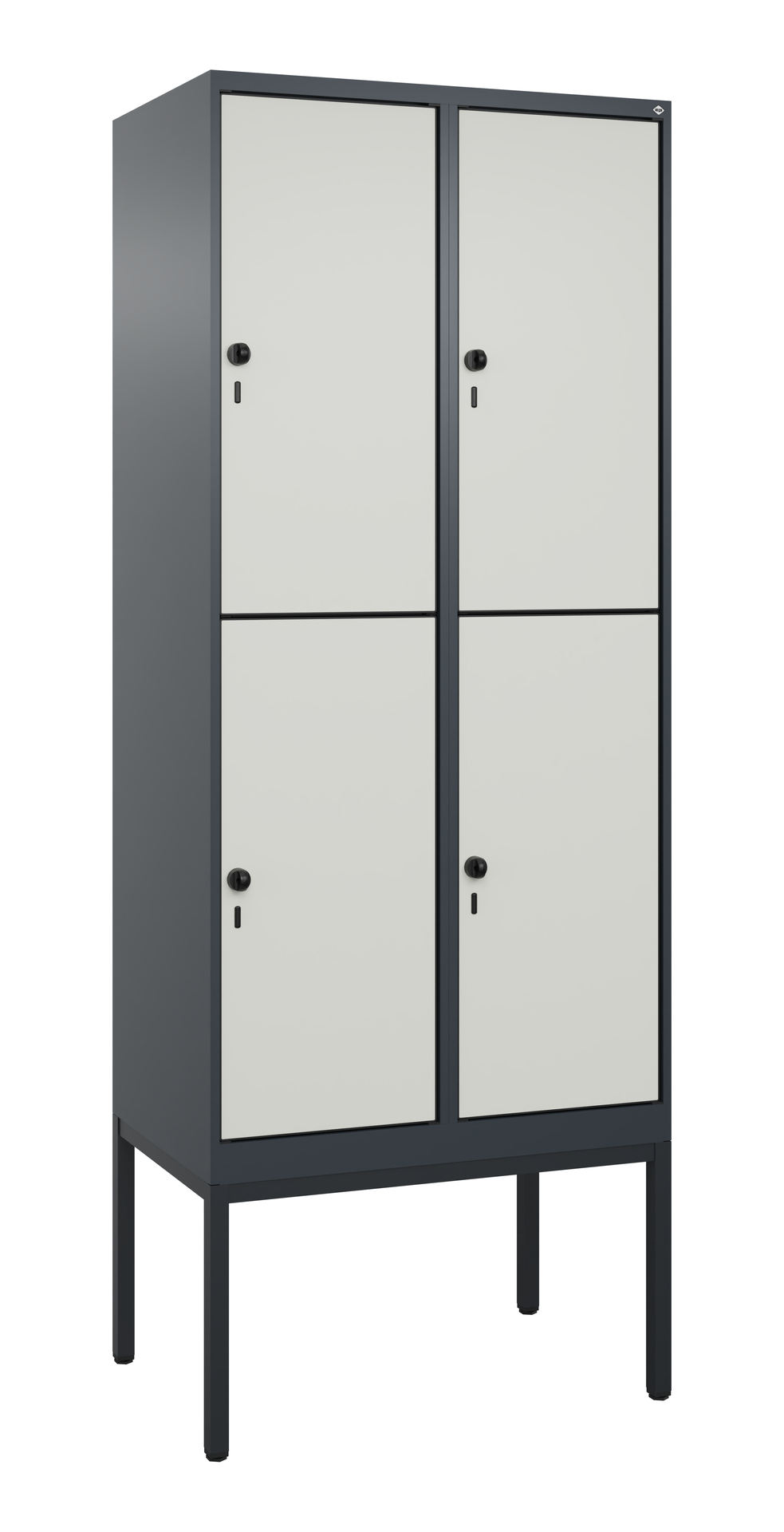 C+P Doppelst�ckiger Spind Evolo PLUS, 4 F�cher, 2120x800x500mm