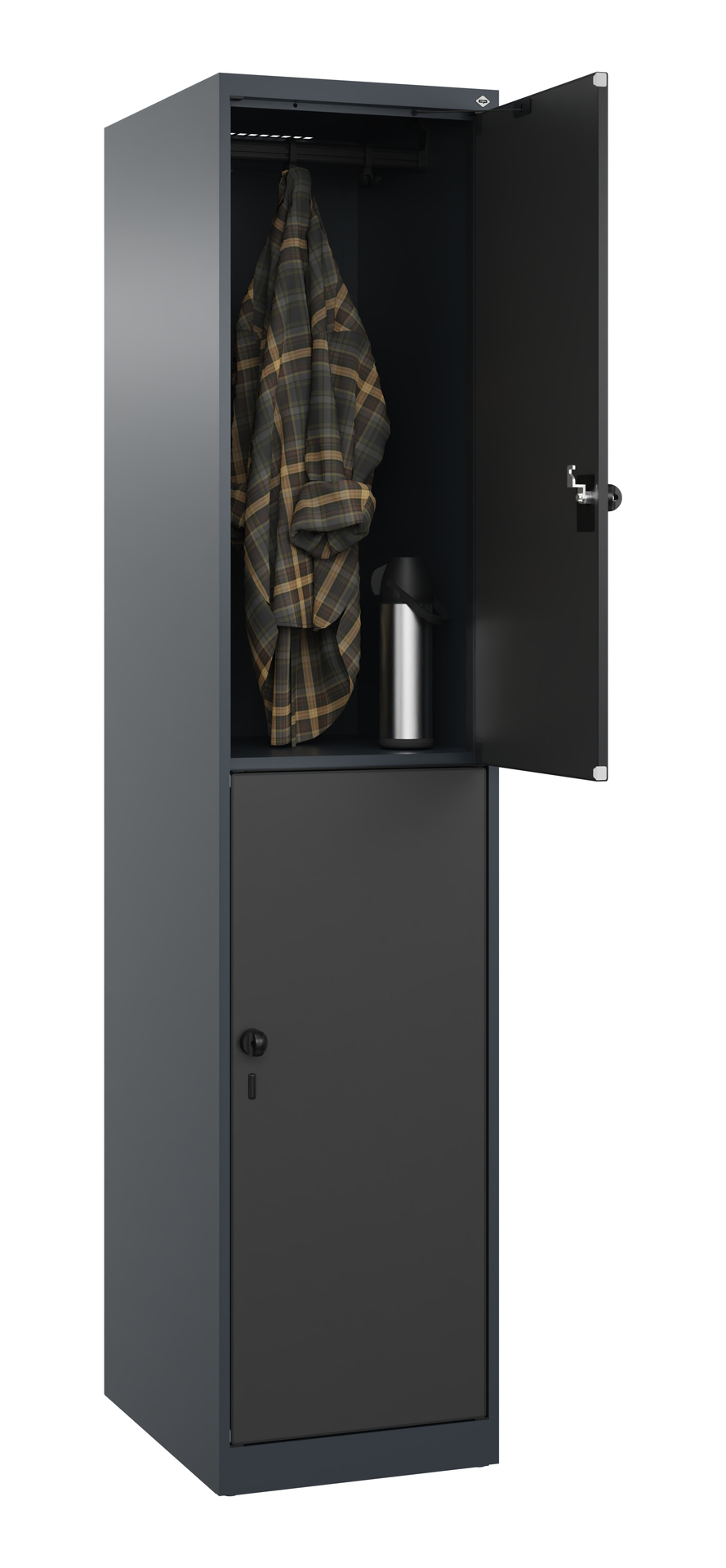 C+P Doppelst�ckiger Spind Evolo PLUS, 2 F�cher, 1850x400x500mm