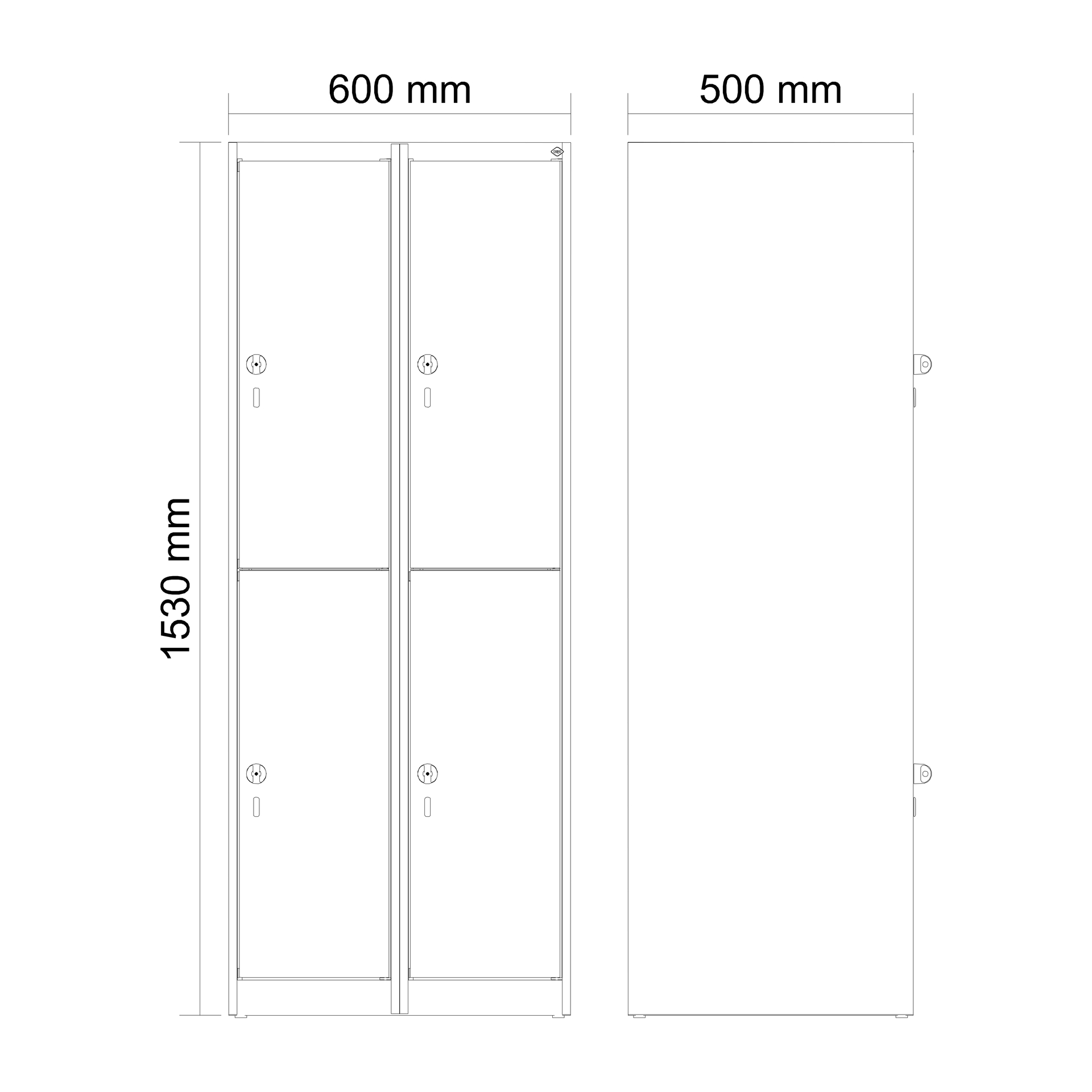 C+P Doppelst�ckiger Schulspind Evolo PLUS, 4 F�cher, 1530x600x500mm