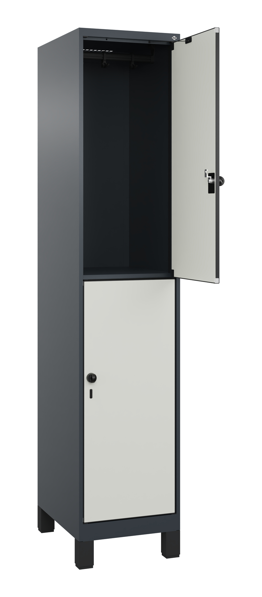 C+P Doppelst�ckiger Spind Evolo PLUS, 2 F�cher, 1950x400x500mm