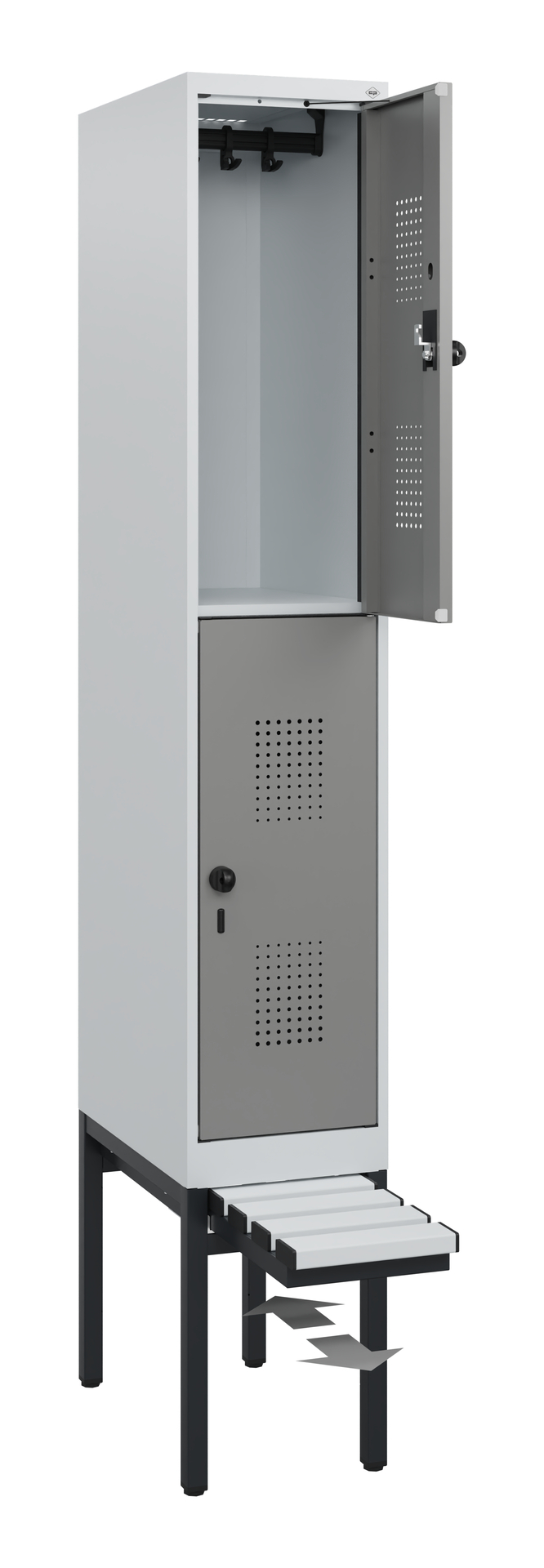 C+P Doppelstöckiger Spind Evolo PLUS, 2 Fächer, 1950x300x815mm