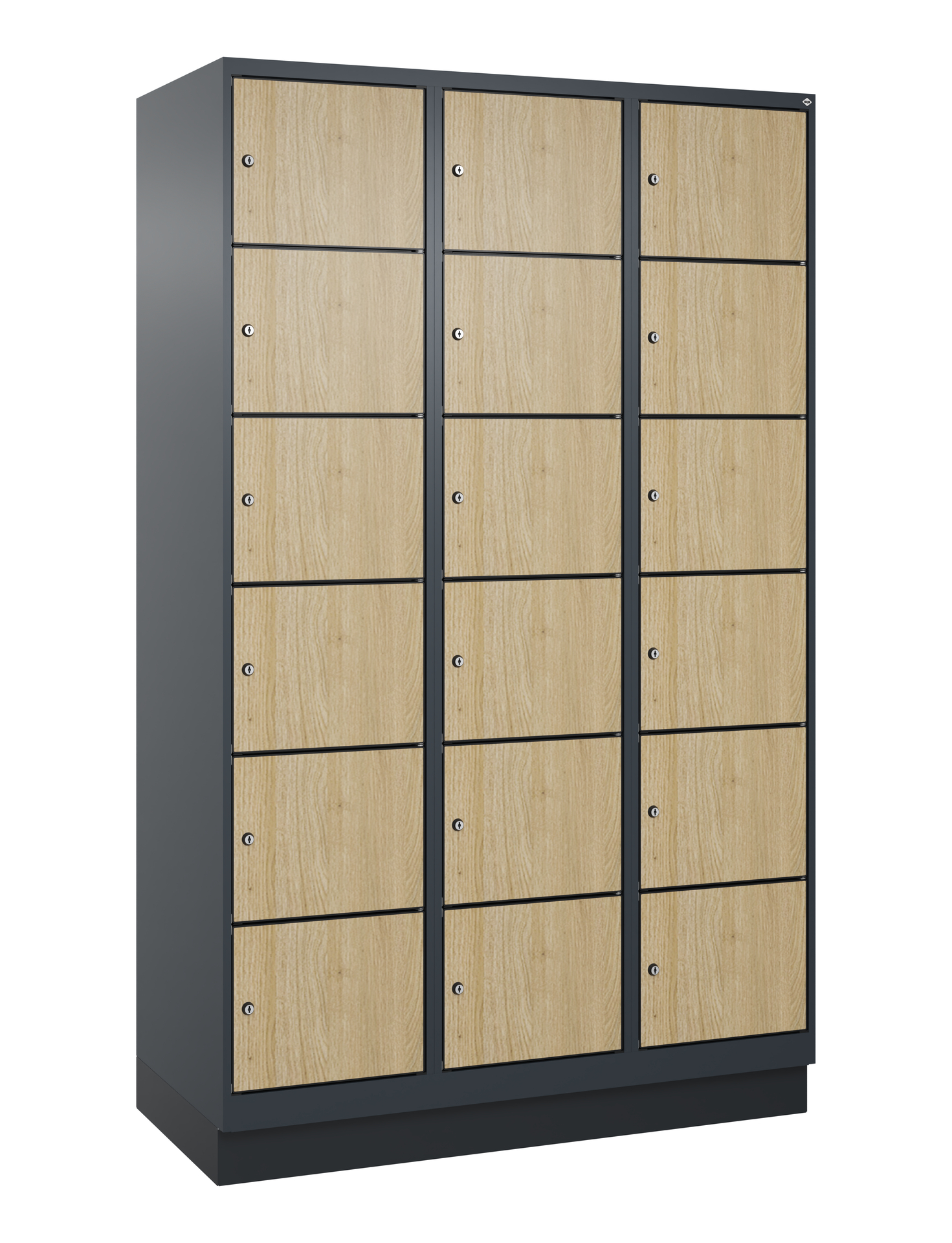 C+P Schlie�fachschrank Evolo PLUS, Sockel, 18 F�cher, 1950x1200x500mm