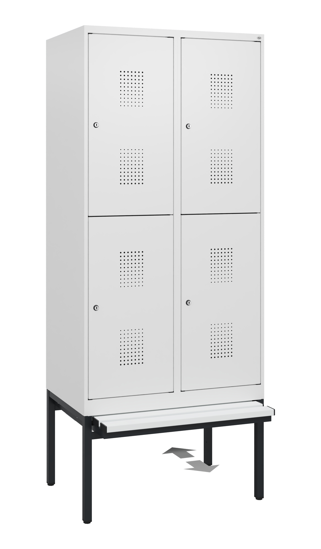 C+P Doppelstöckiger Spind Evolo PLUS, 4 Fächer, 1950x800x815mm