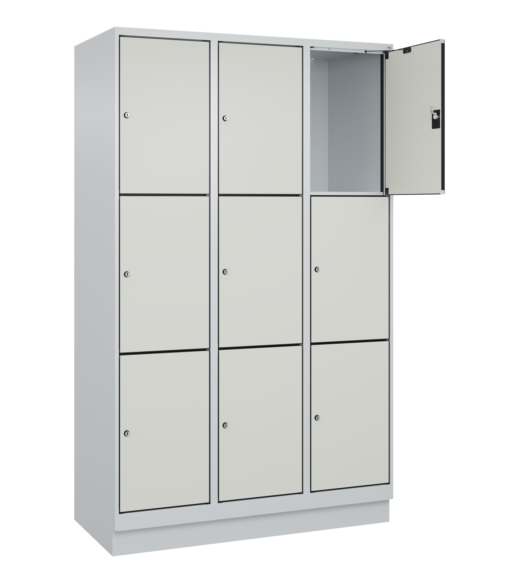 C+P Schlie�fachschrank Evolo PLUS, Sockel, 9 F�cher, 1950x1200x500mm