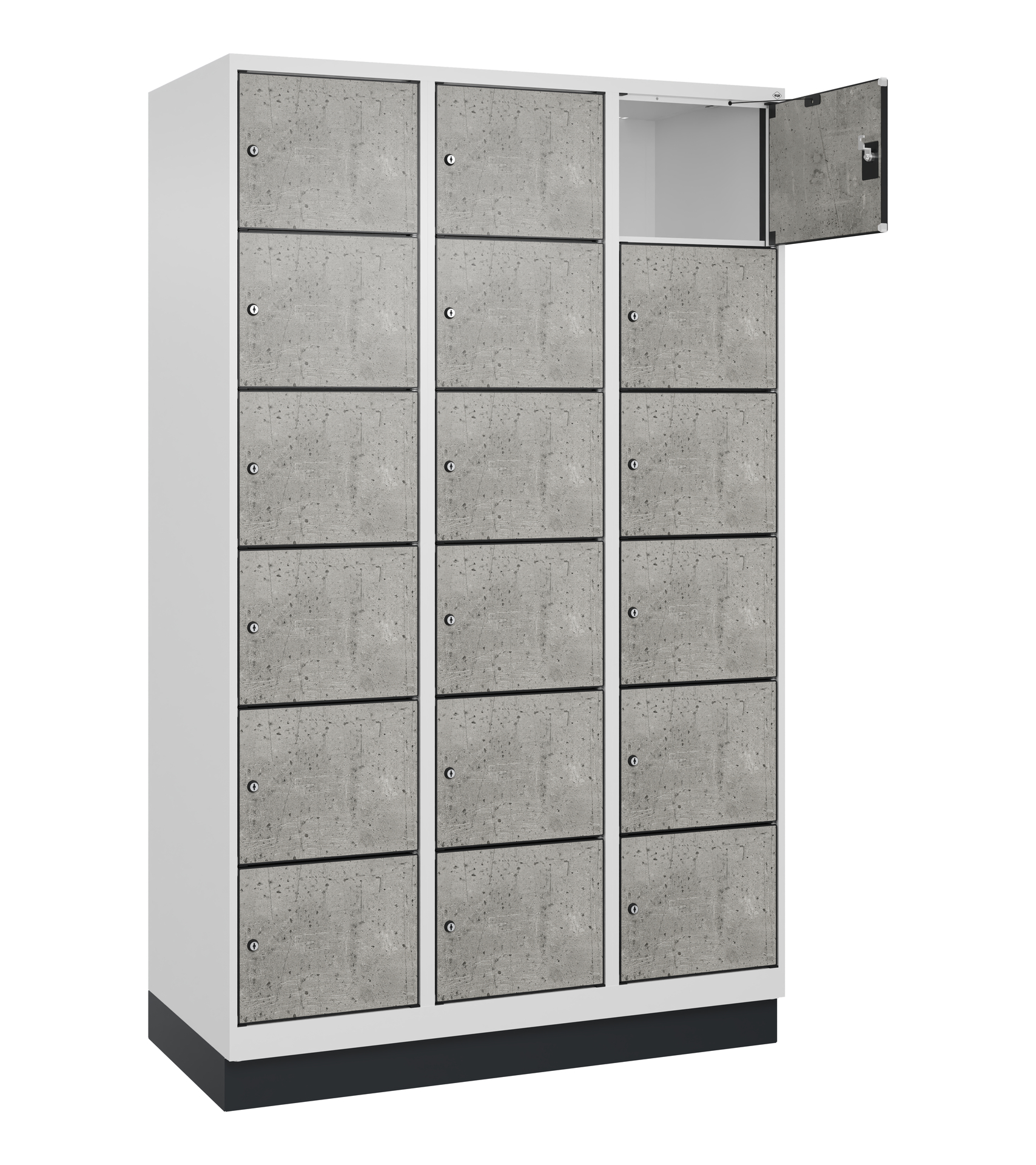 C+P Schlie�fachschrank Evolo PLUS, Sockel, 18 F�cher, 1950x1200x500mm