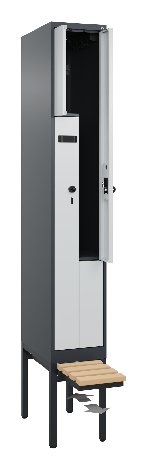 C+P Z-Spind Evolo PLUS, Bank, 2 Fächer, 2120x300x815mm