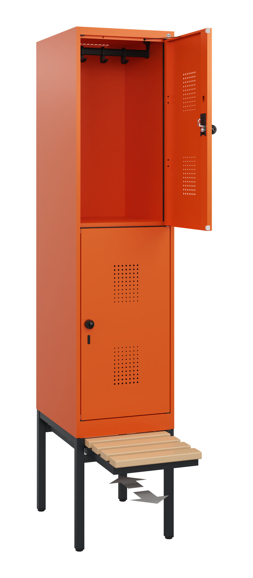 C+P Doppelstöckiger Spind Evolo PLUS, 2 Fächer, 1950x400x815mm