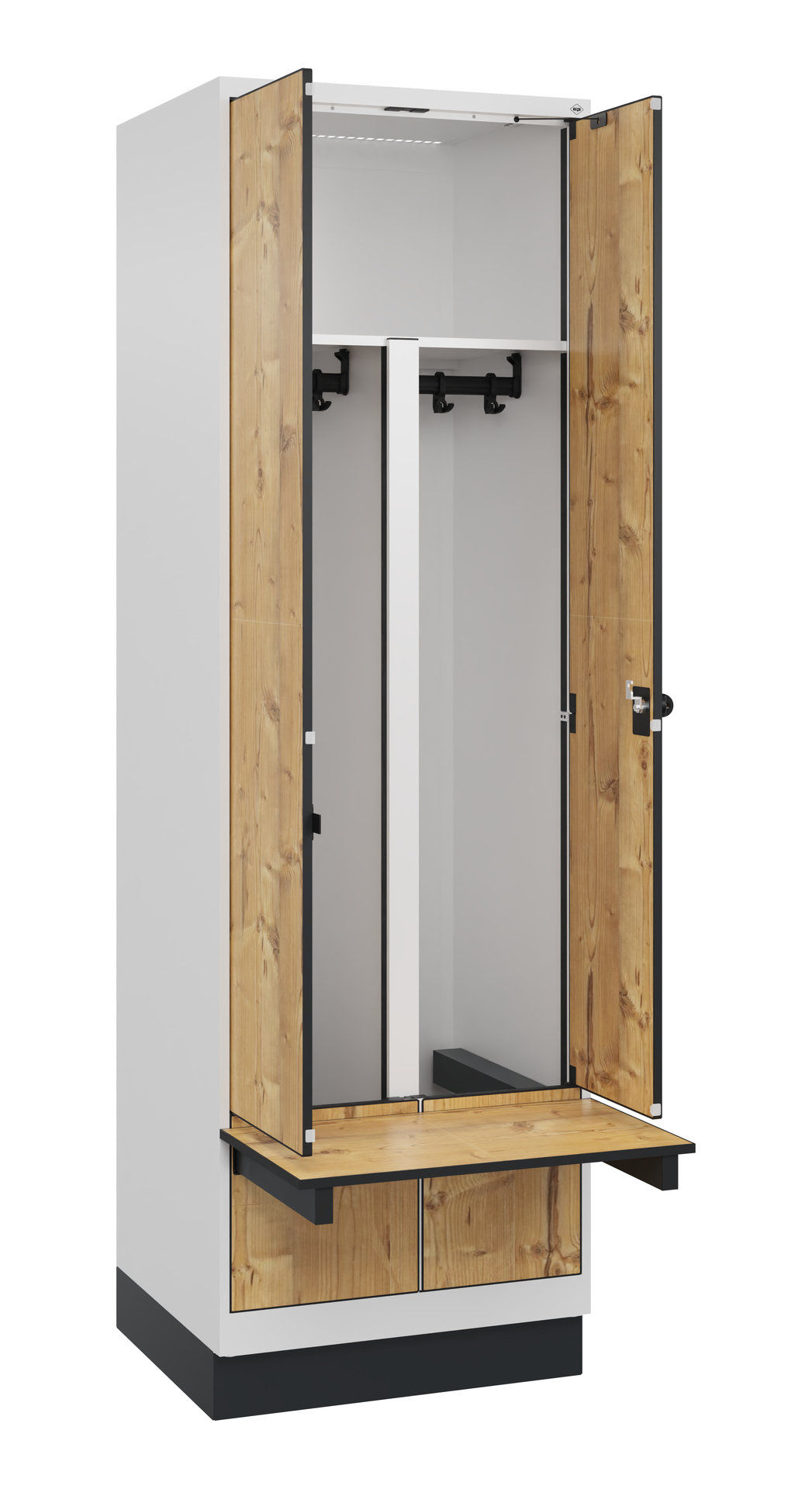 C+P PSA Schwarz-Wei�-Spind Evolo PLUS, Bank, 2 Abteile, 1950x600x815mm C+P PSA Schwarz-Wei�-Spind Evolo PLUS, Bank, 2 Abteile, 1950x600x815mm