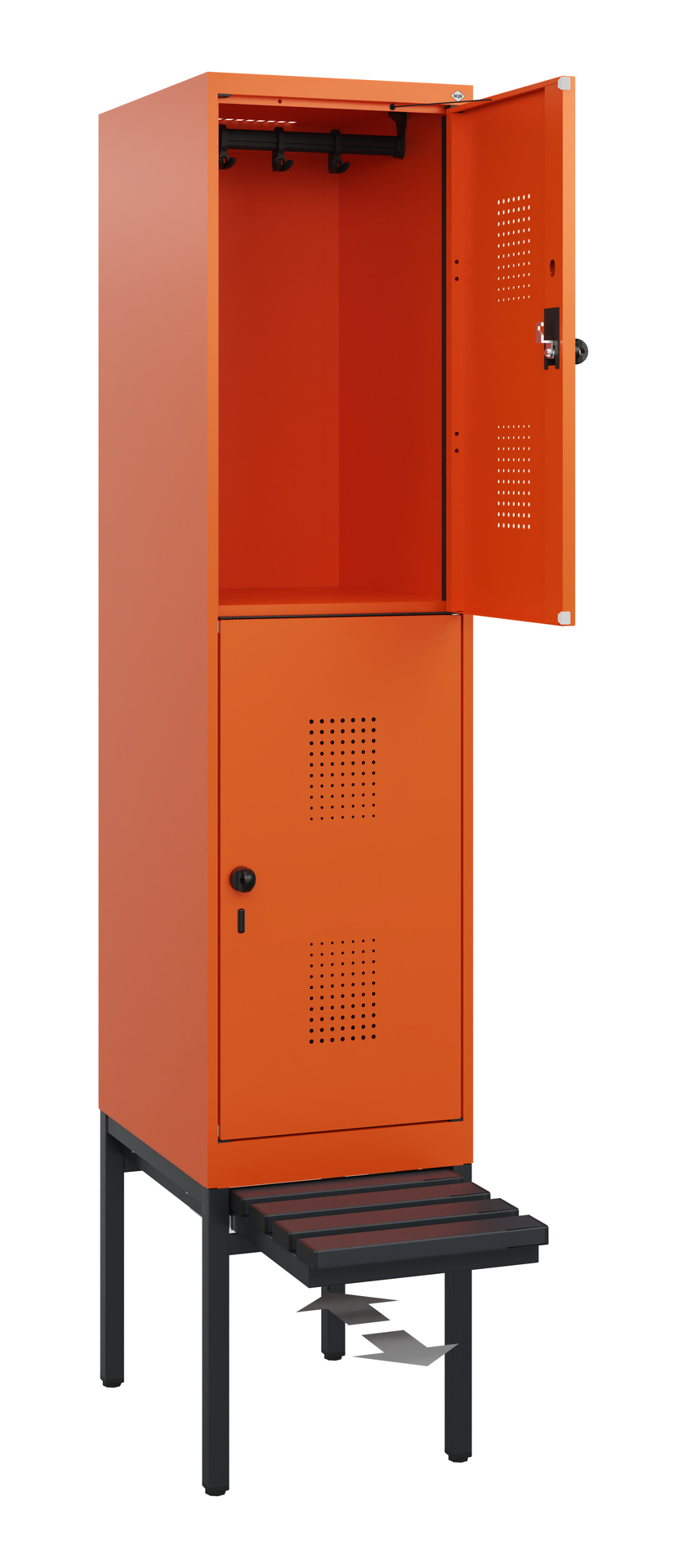 C+P Doppelstöckiger Spind Evolo PLUS, 2 Fächer, 1950x400x815mm