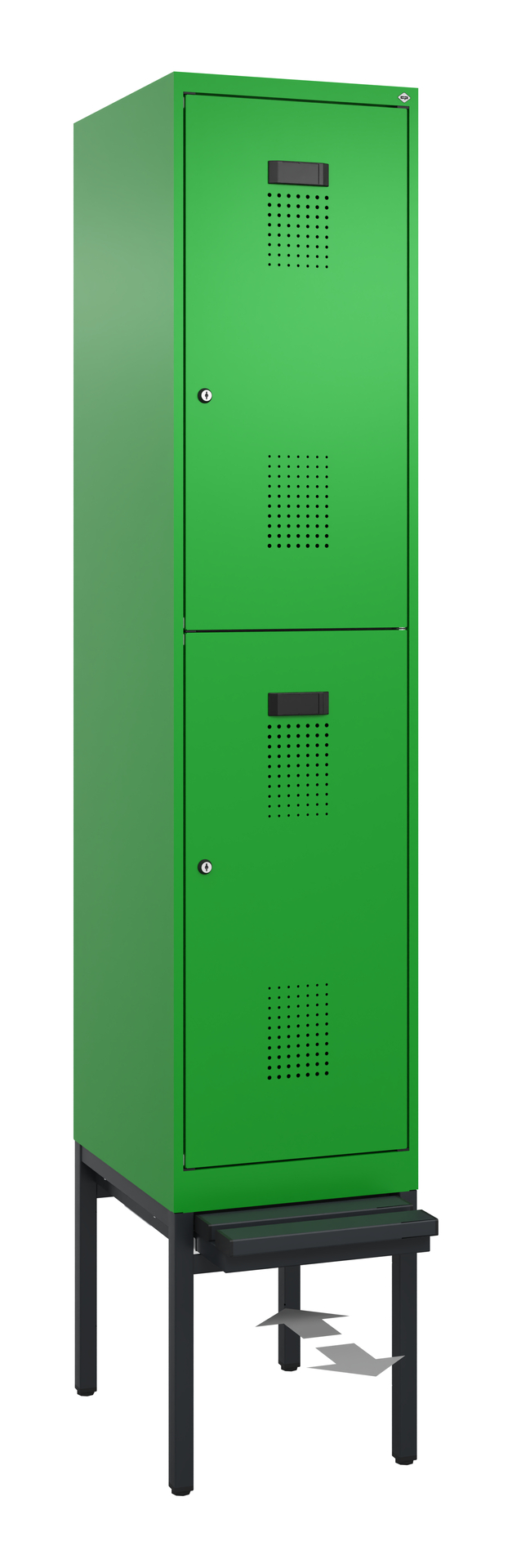 C+P Doppelstöckiger Spind Evolo PLUS, 2 Fächer, 2120x400x815mm