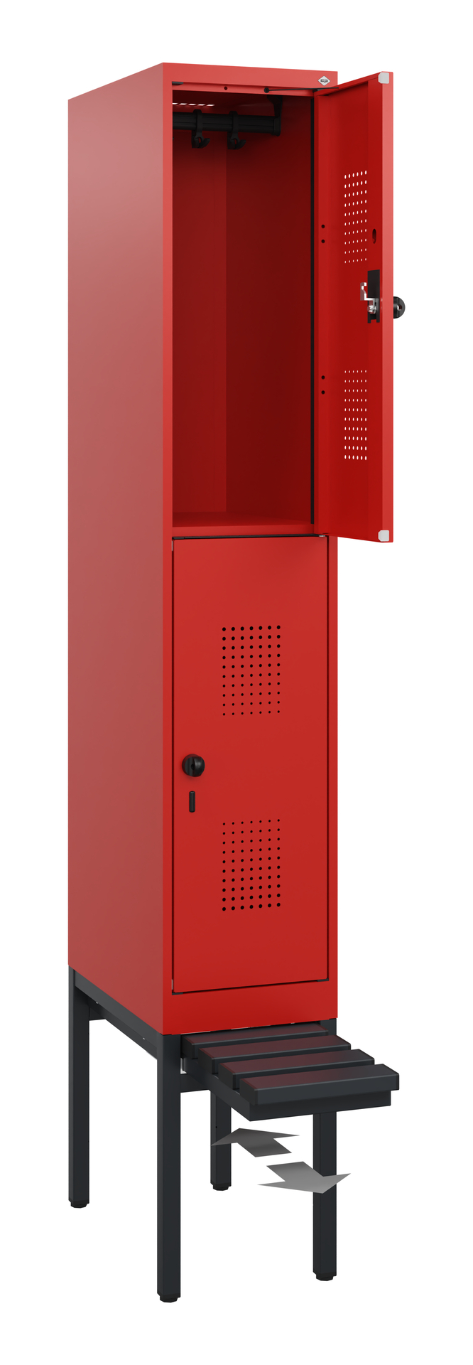 C+P Doppelstöckiger Spind Evolo PLUS, 2 Fächer, 1950x300x815mm