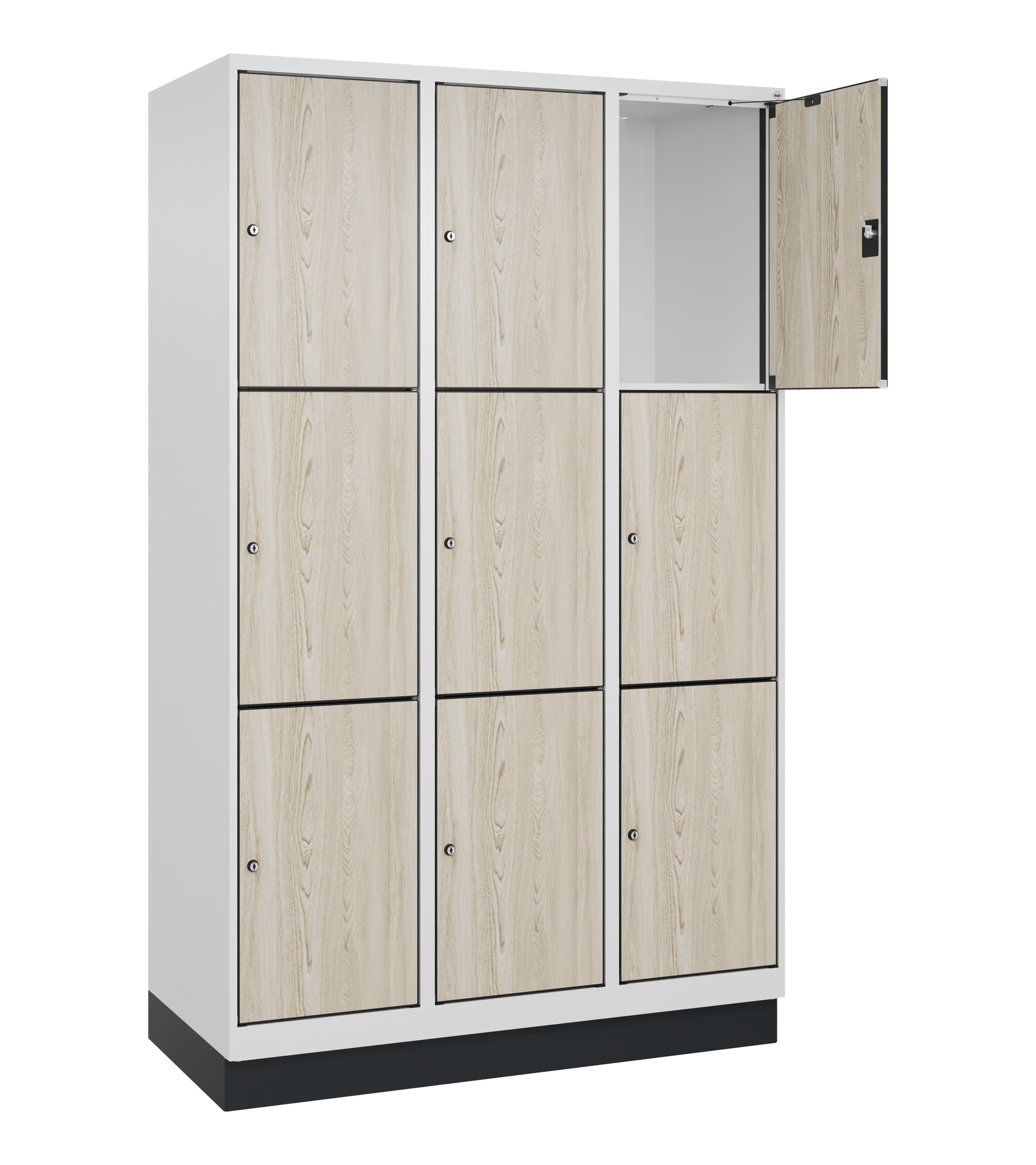 C+P Schlie�fachschrank Evolo PLUS, Sockel, 9 F�cher, 1950x1200x500mm