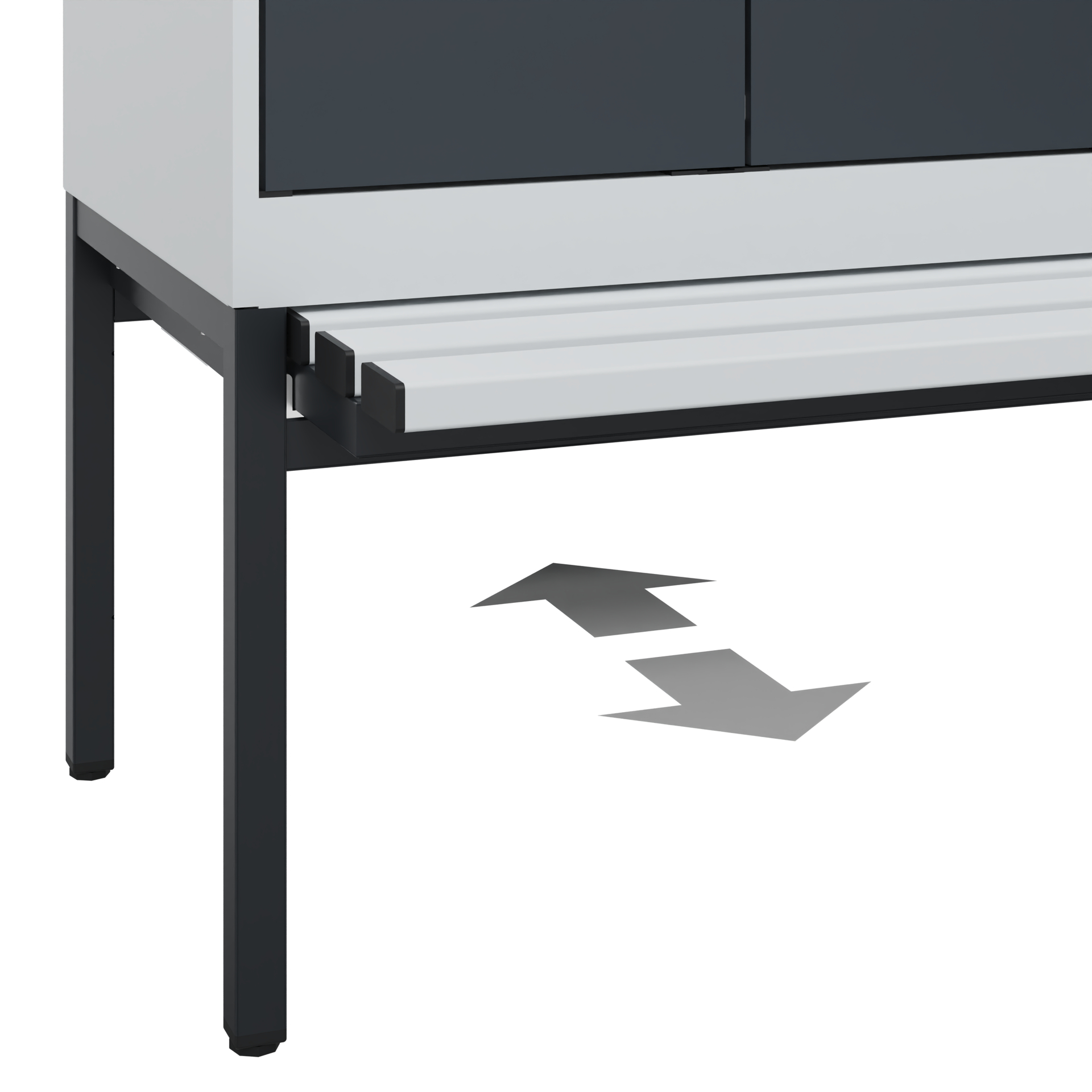 C+P Schwarz-Weiß-Spind Evolo PLUS, Bank, 4 Abteile, 2120x1200x815mm