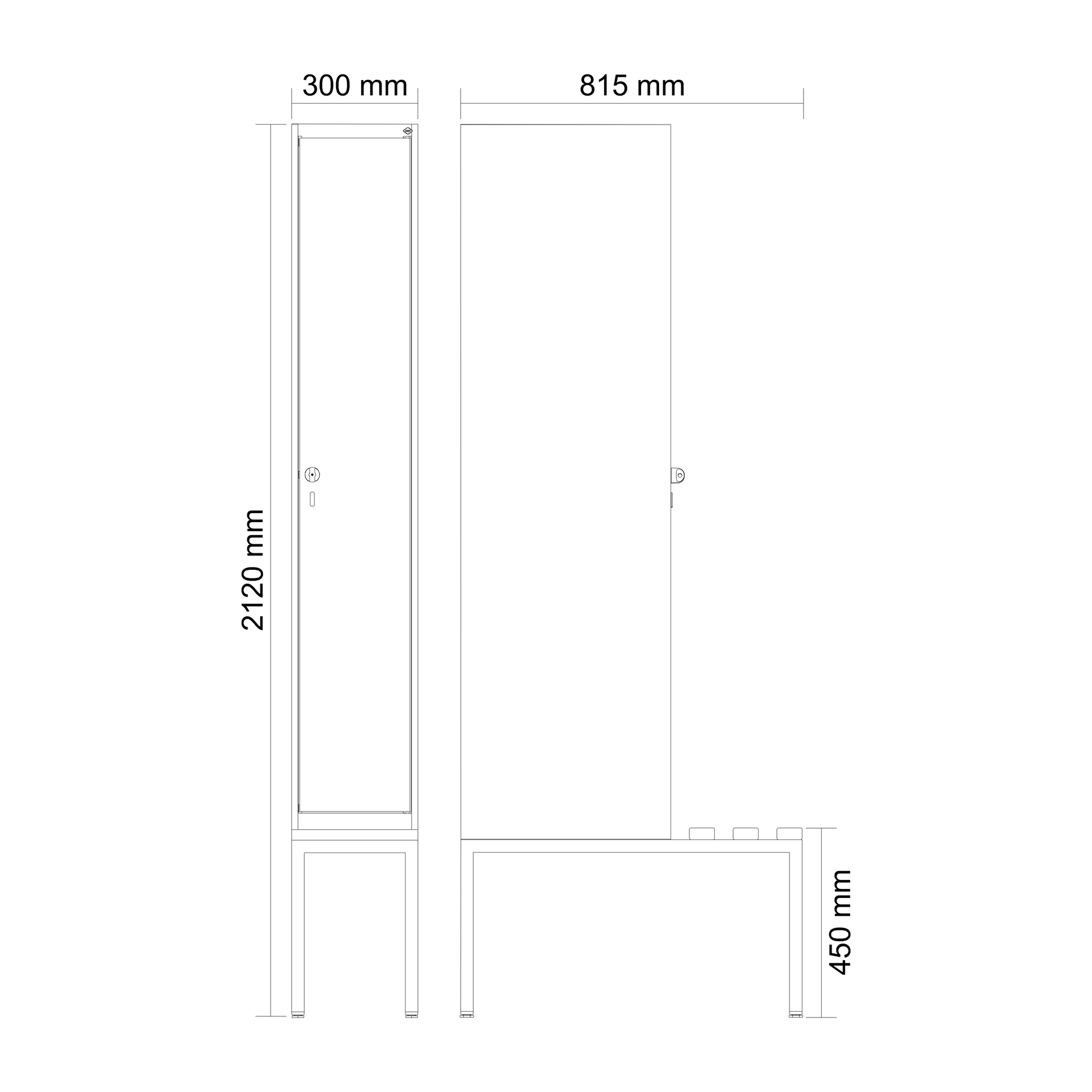 C+P Spind Evolo PLUS, Bank, 1 Abteil, 2120x300x815