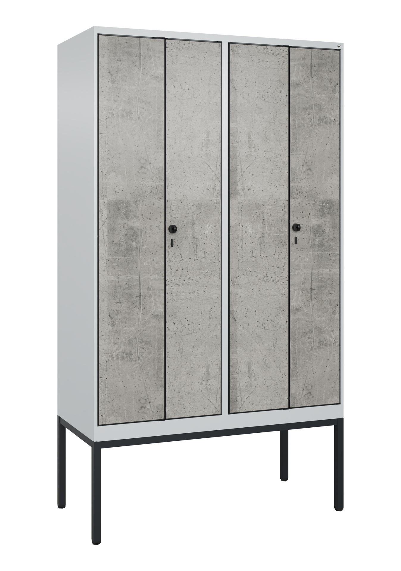 C+P PSA Schwarz-Wei�-Spind Evolo PLUS, Gestell, 4 Abteile, 2120x1200x500mm