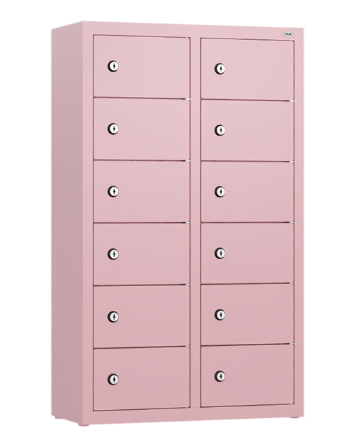 Handy-Garage mit 12 Fächern, wandhängend, RAL 3015 Hellrosa