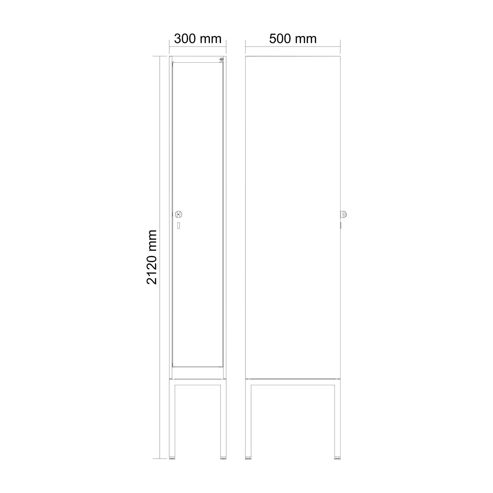 C+P Spind Evolo PLUS, Gestell, 1 Abteil, 2120x300x500mm