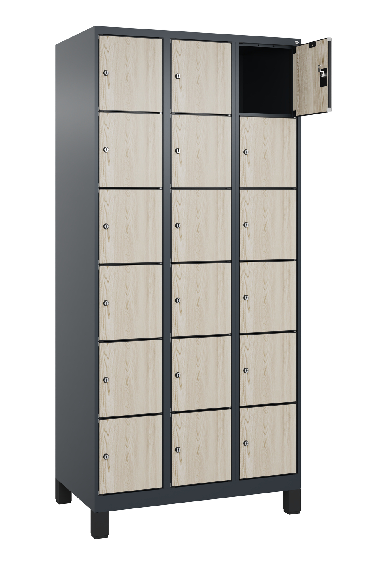 C+P Schlie�fachschrank Evolo PLUS, F��e, 18 F�cher, 1950x900x500mm