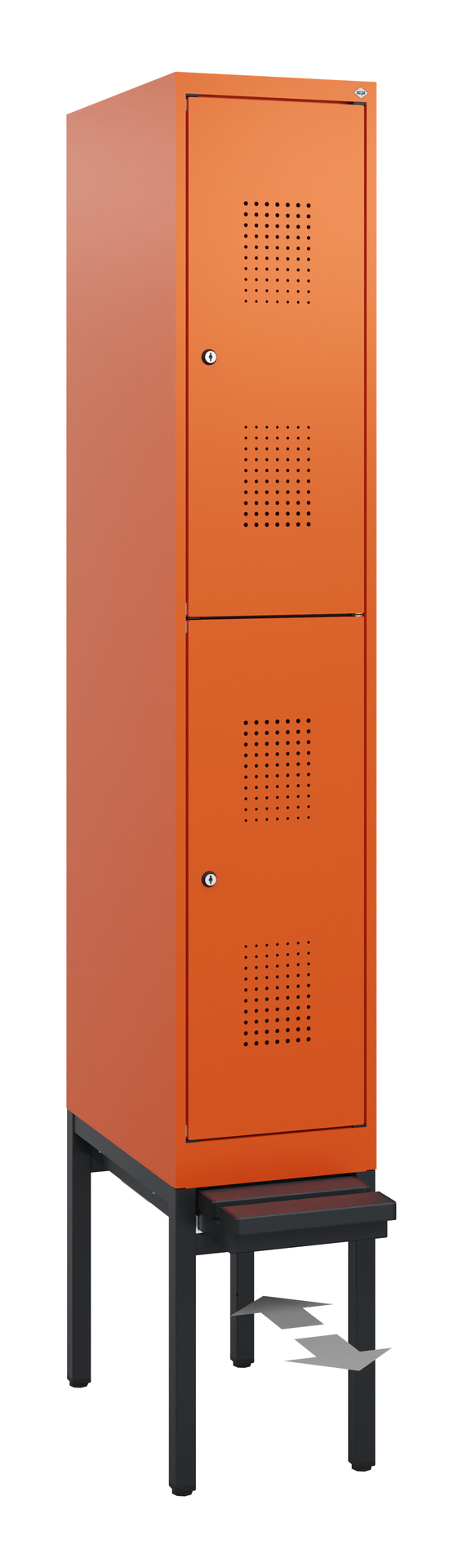 C+P Doppelstöckiger Spind Evolo PLUS, 2 Fächer, 1950x300x815mm