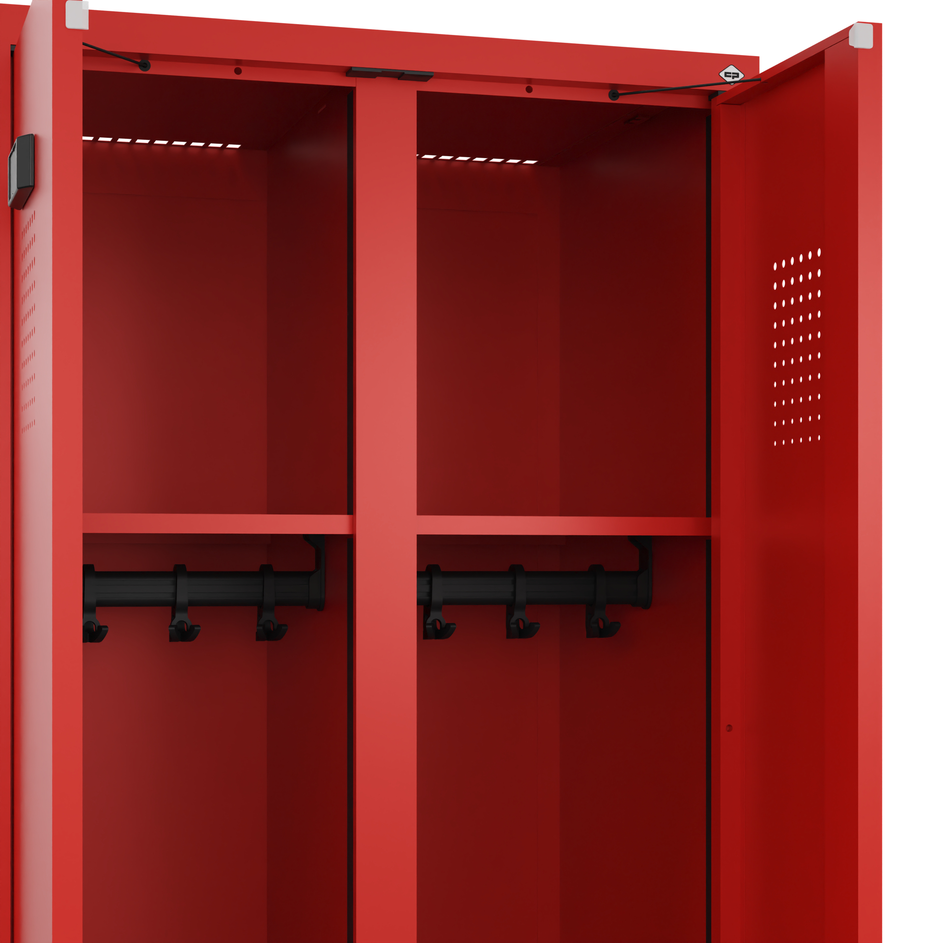C+P Schwarz-Weiß-Spind Evolo PLUS, Bank, 2 Abteile, 2120x600x815mm
