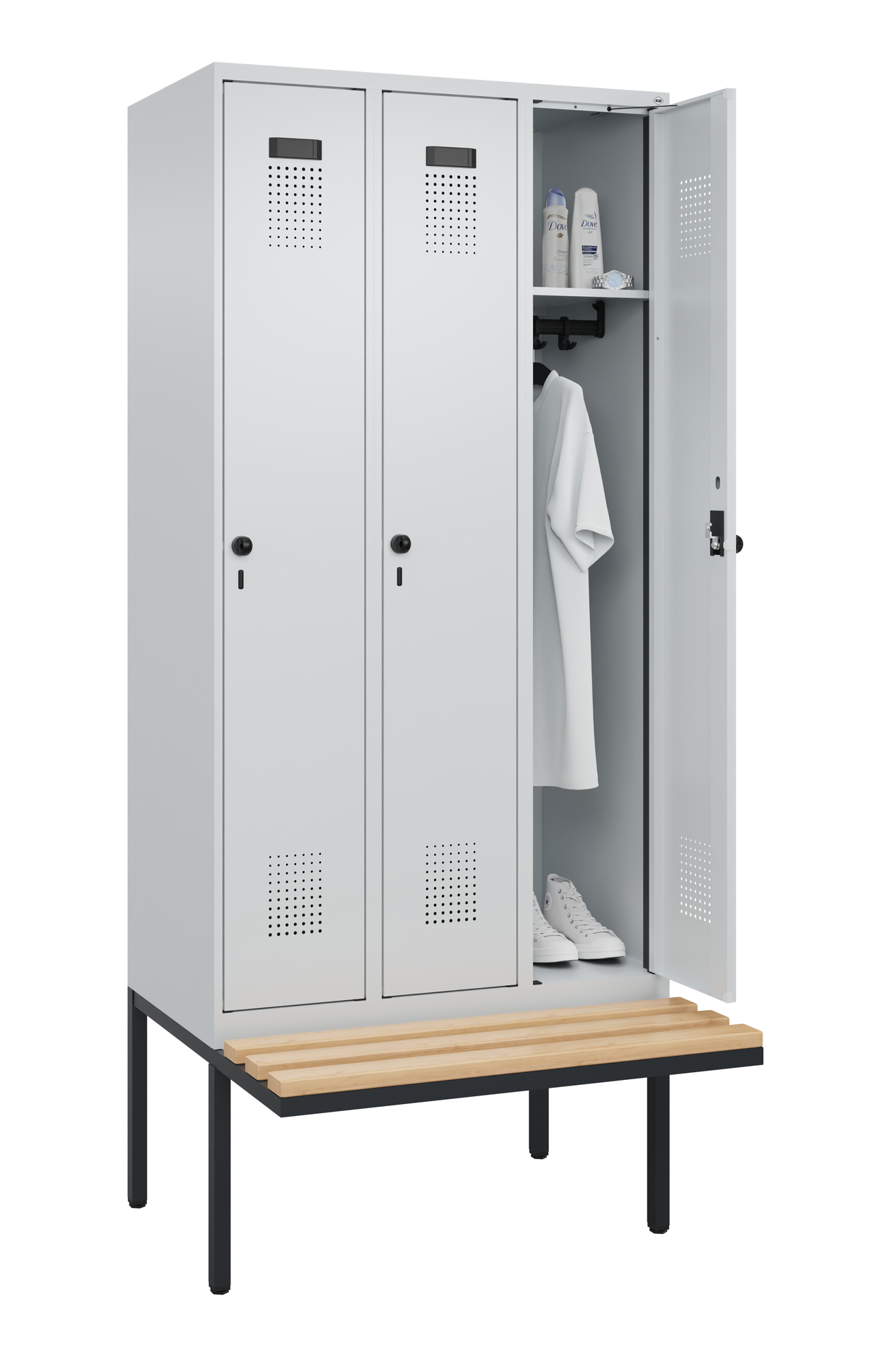 C+P Spind Evolo PLUS, Bank, 3 Abteile, 2120x900x81