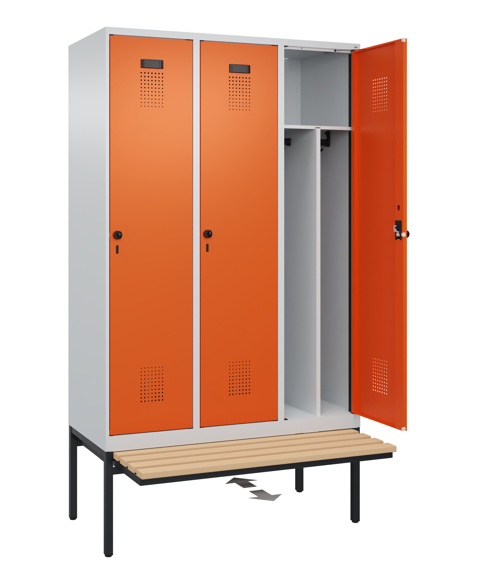 C+P Spind Evolo PLUS, Bank, 3 Abteile, 2120x1200x815mm