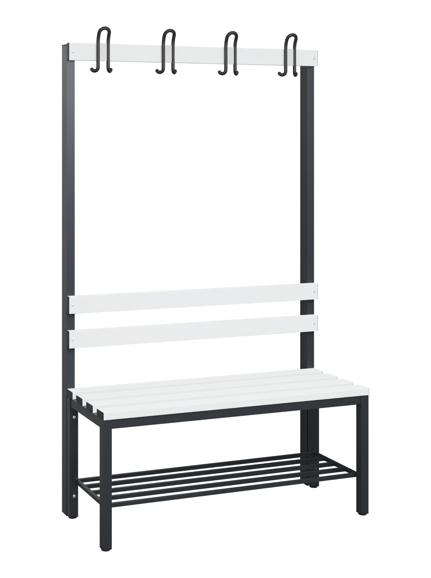C+P Garderobenbank Solid, 1716x1000x412mm, 7021/Weiß