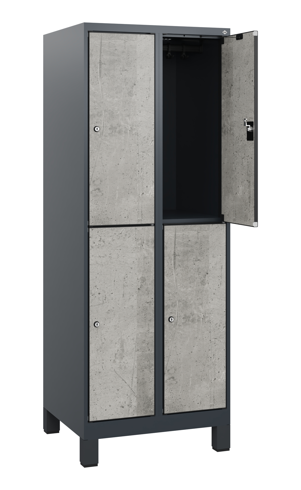 C+P Doppelst�ckiger Schulspind Evolo PLUS, F��e, 4 F�cher, 1630x600x500mm