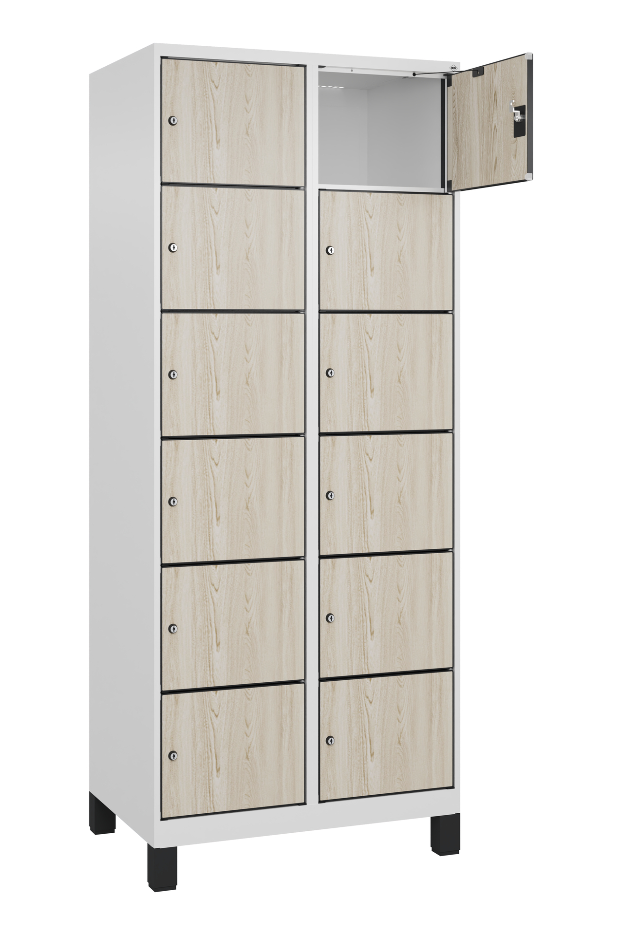 C+P Schlie�fachschrank Evolo PLUS, F��e, 12 F�cher, 1950x800x500mm
