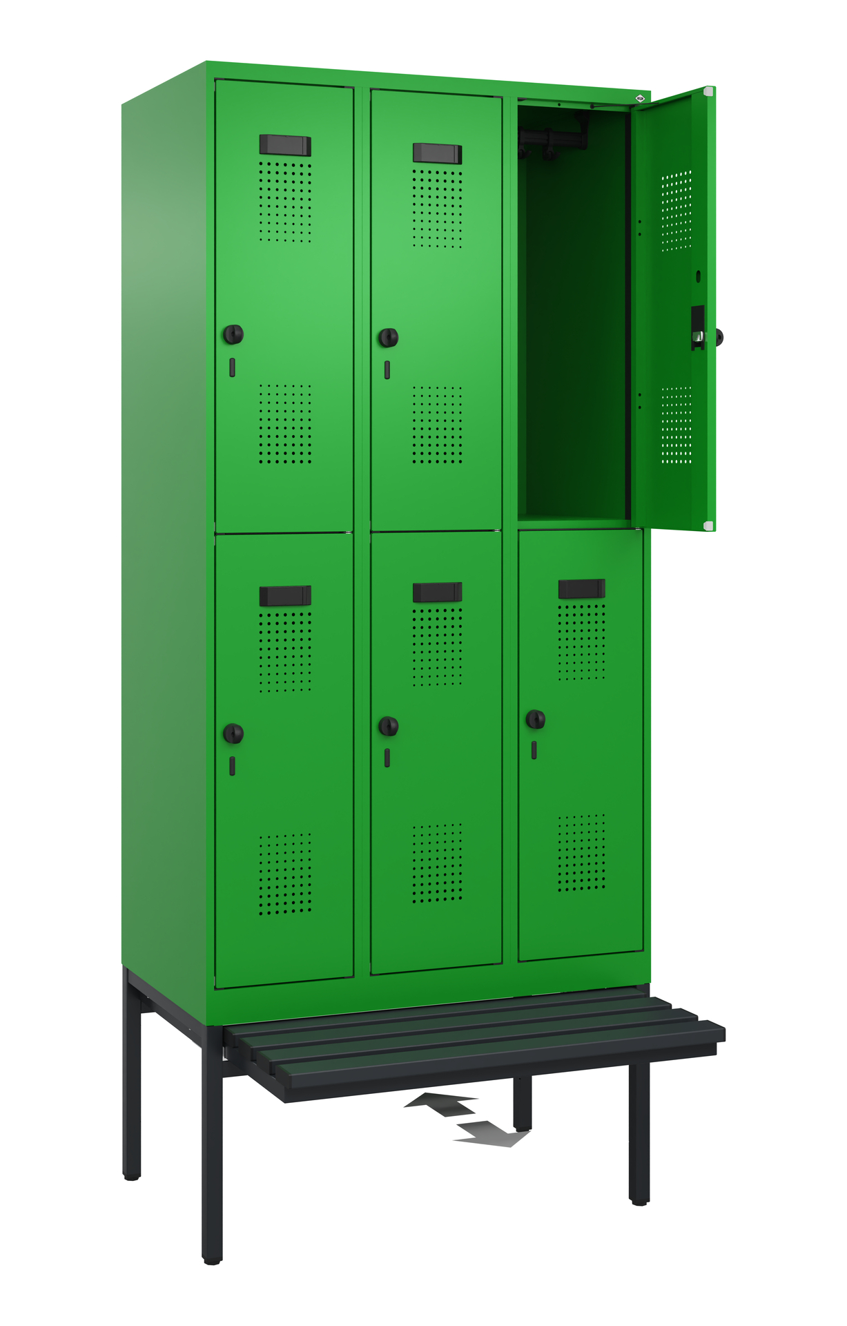 C+P Doppelstöckiger Spind Evolo PLUS, 6 Fächer, 2120x900x815mm