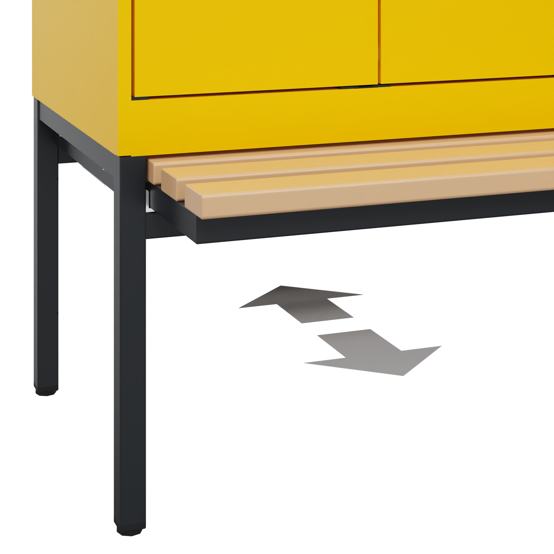 C+P PSA Schwarz-Weiß-Spind Evolo PLUS, Bank, 2 Abteile, 2120x600x815mm