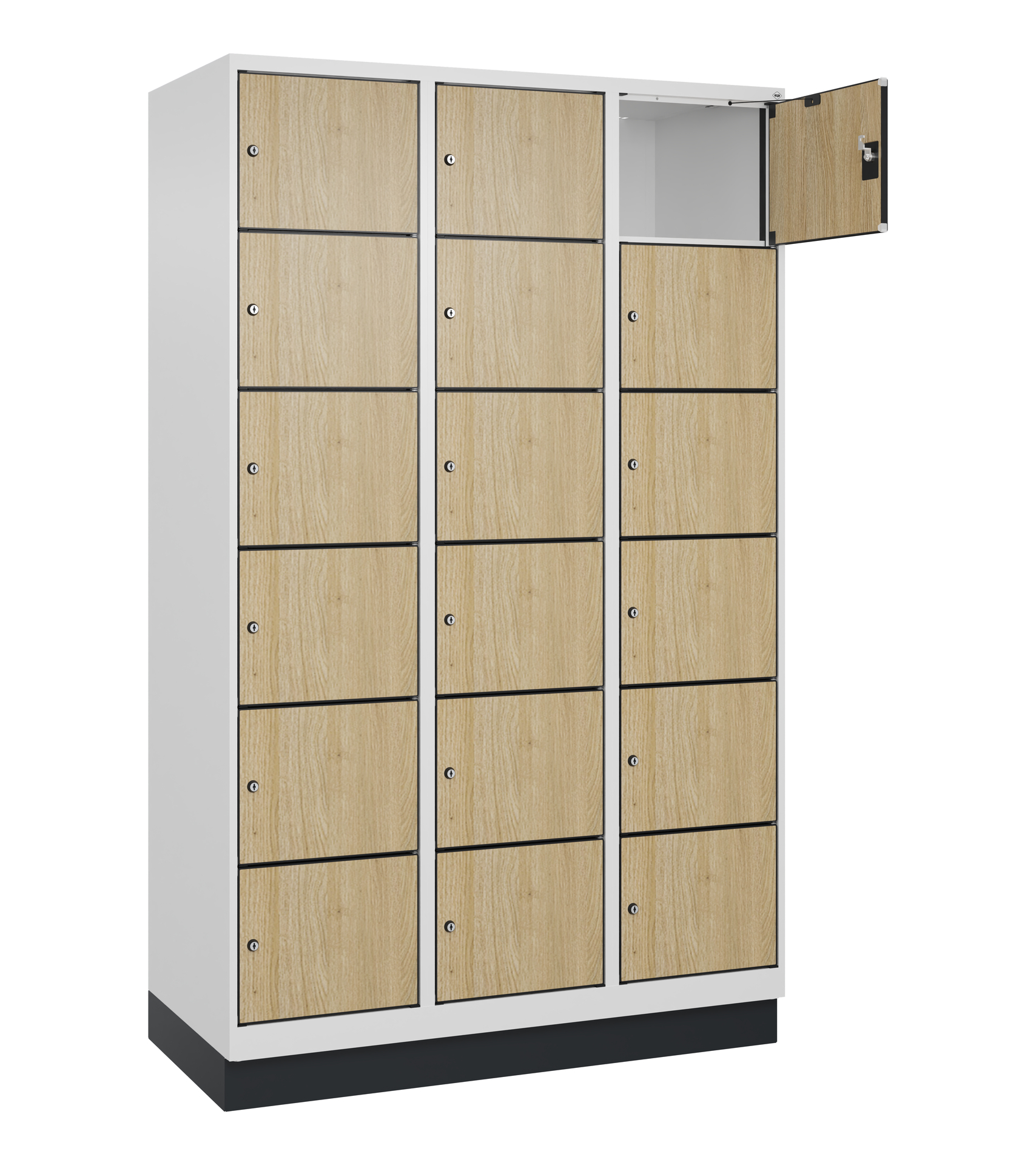 C+P Schlie�fachschrank Evolo PLUS, Sockel, 18 F�cher, 1950x1200x500mm