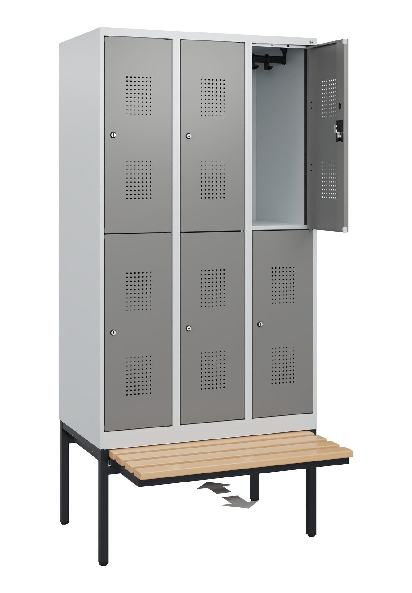 C+P Doppelstöckiger Spind Evolo PLUS, 6 Fächer, 1950x900x815mm