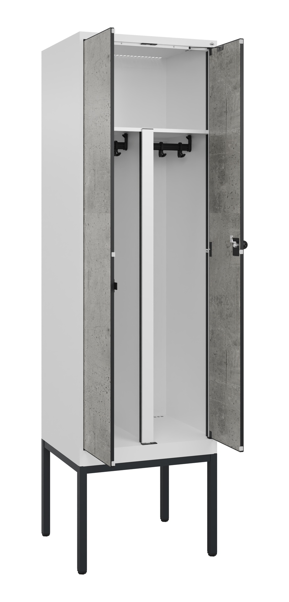 C+P PSA Schwarz-Wei�-Spind Evolo PLUS, Gestell, 2 Abteile, 2120x600x500mm C+P PSA Schwarz-Wei�-Spind Evolo PLUS, Gestell, 2 Abteile, 2120x600x500mm