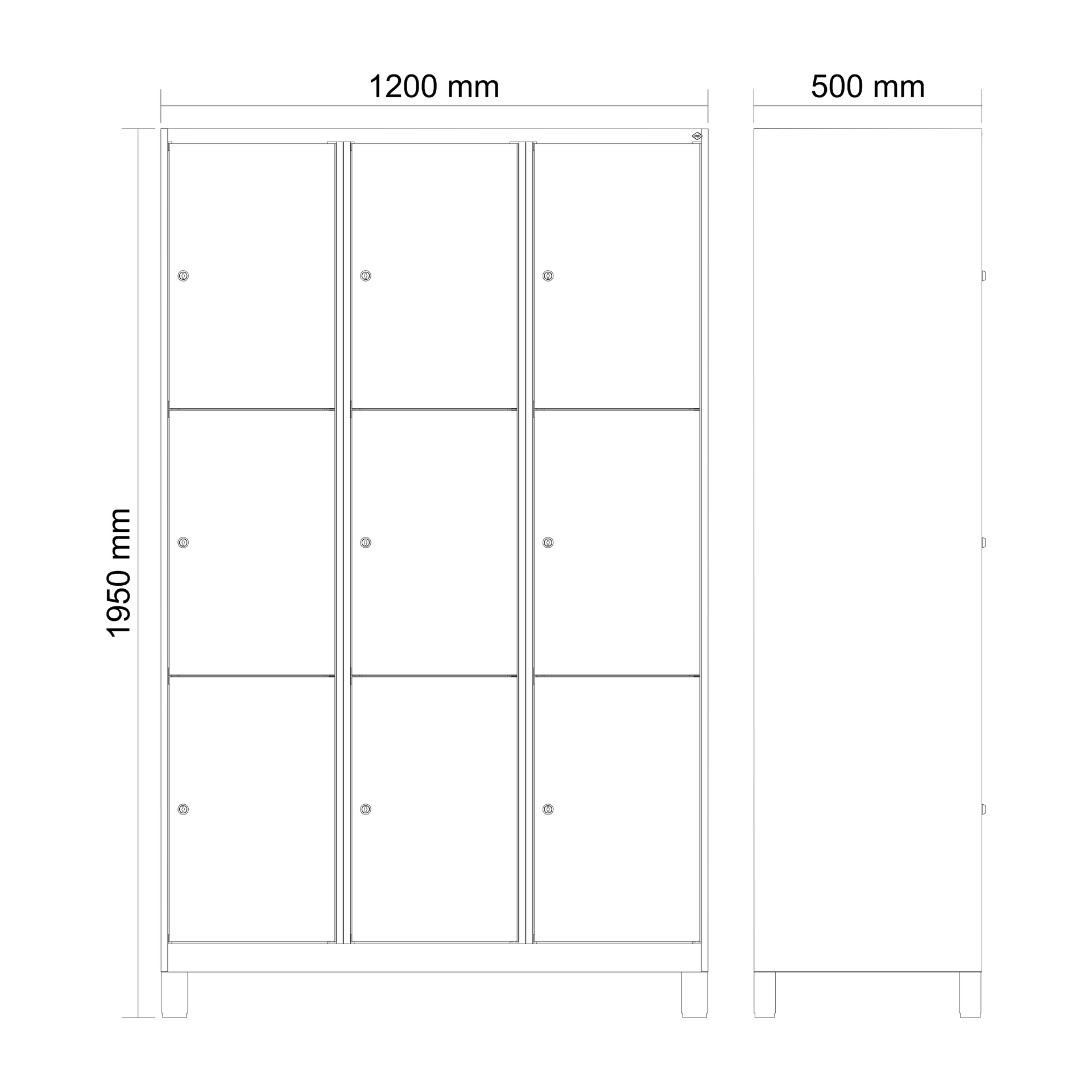 C+P Schlie�fachschrank Evolo PLUS, F��e, 9 F�cher, 1950x1200x500mm