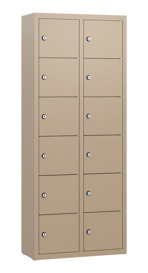Handy-Garage XL mit 12 Fächern, wandhängend, RAL 1019 Graubeige