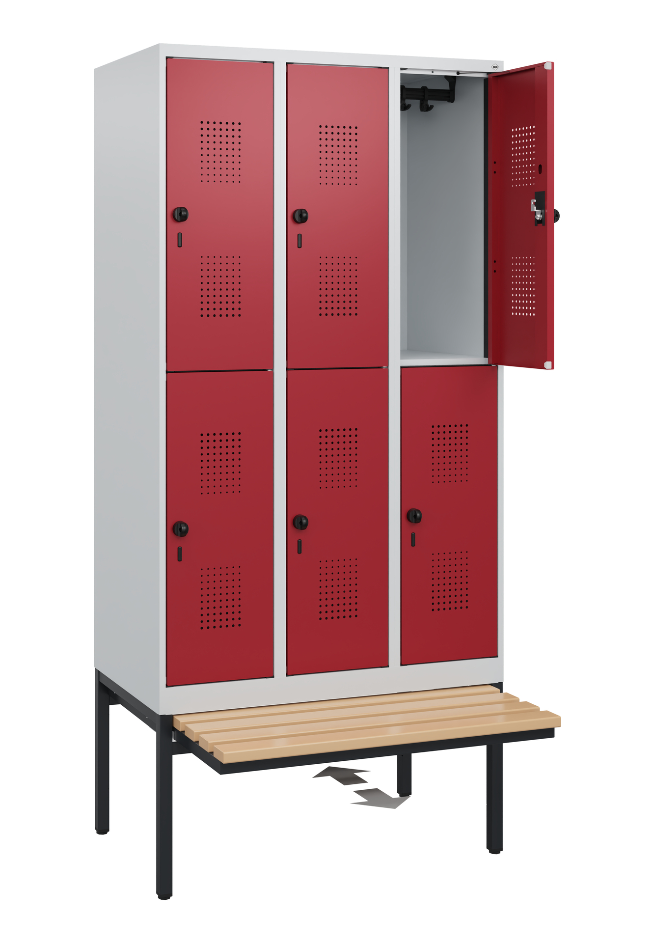 C+P Doppelstöckiger Spind Evolo PLUS, 6 Fächer, 1950x900x815mm