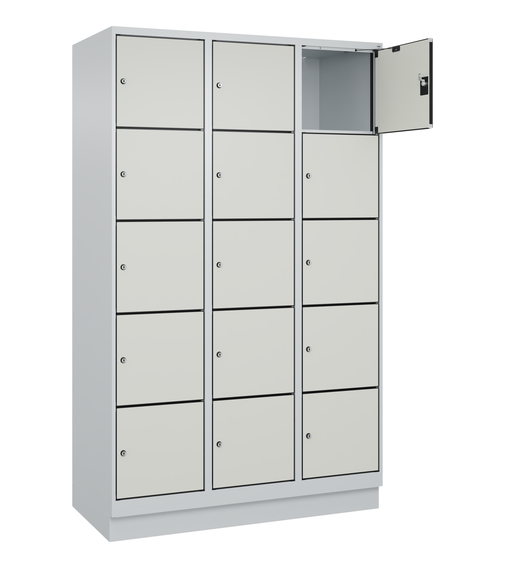 C+P Schlie�fachschrank Evolo PLUS, Sockel, 15 F�cher, 1950x1200x500mm