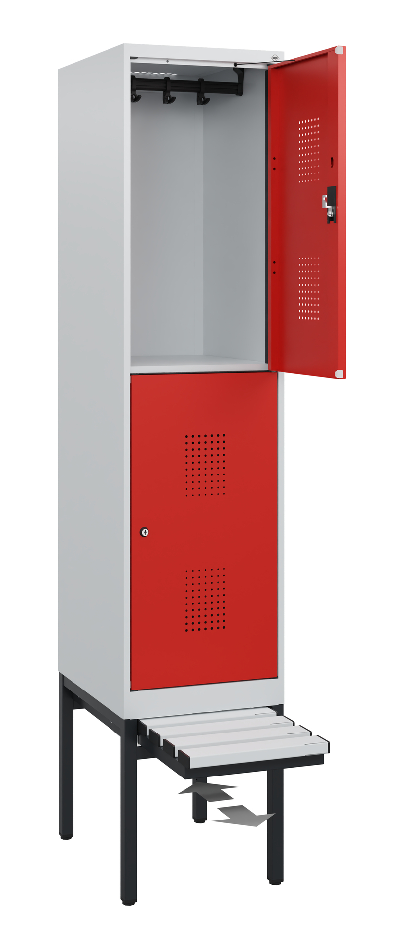 C+P Doppelstöckiger Spind Evolo PLUS, 2 Fächer, 1950x400x815mm