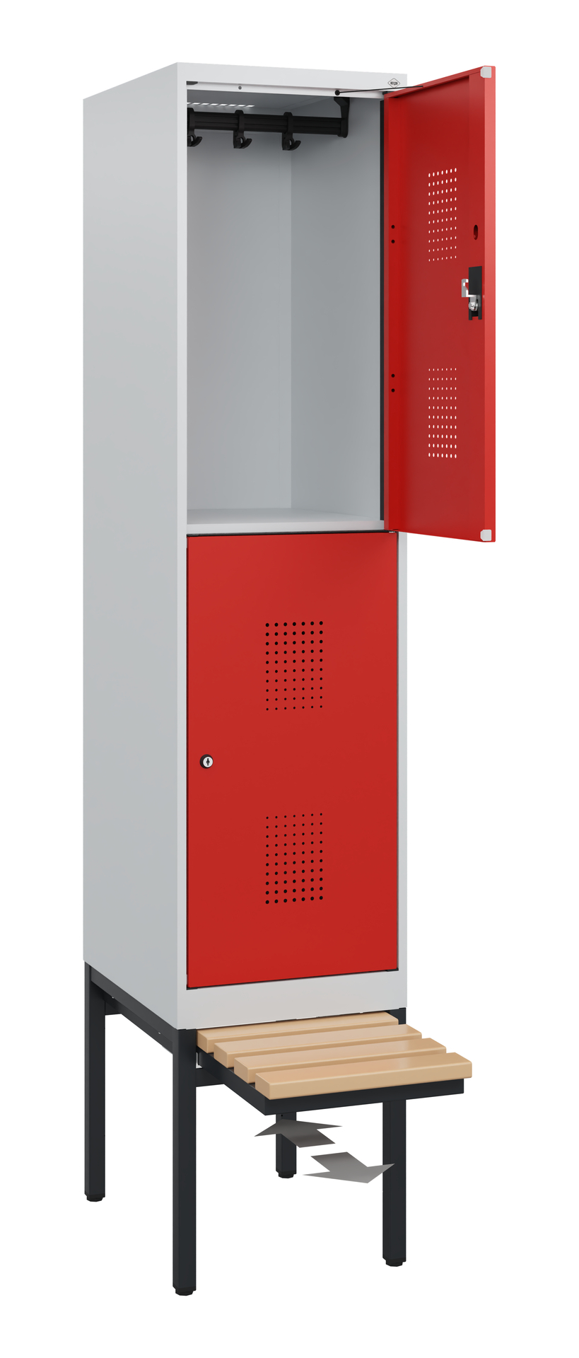 C+P Doppelstöckiger Spind Evolo PLUS, 2 Fächer, 1950x400x815mm