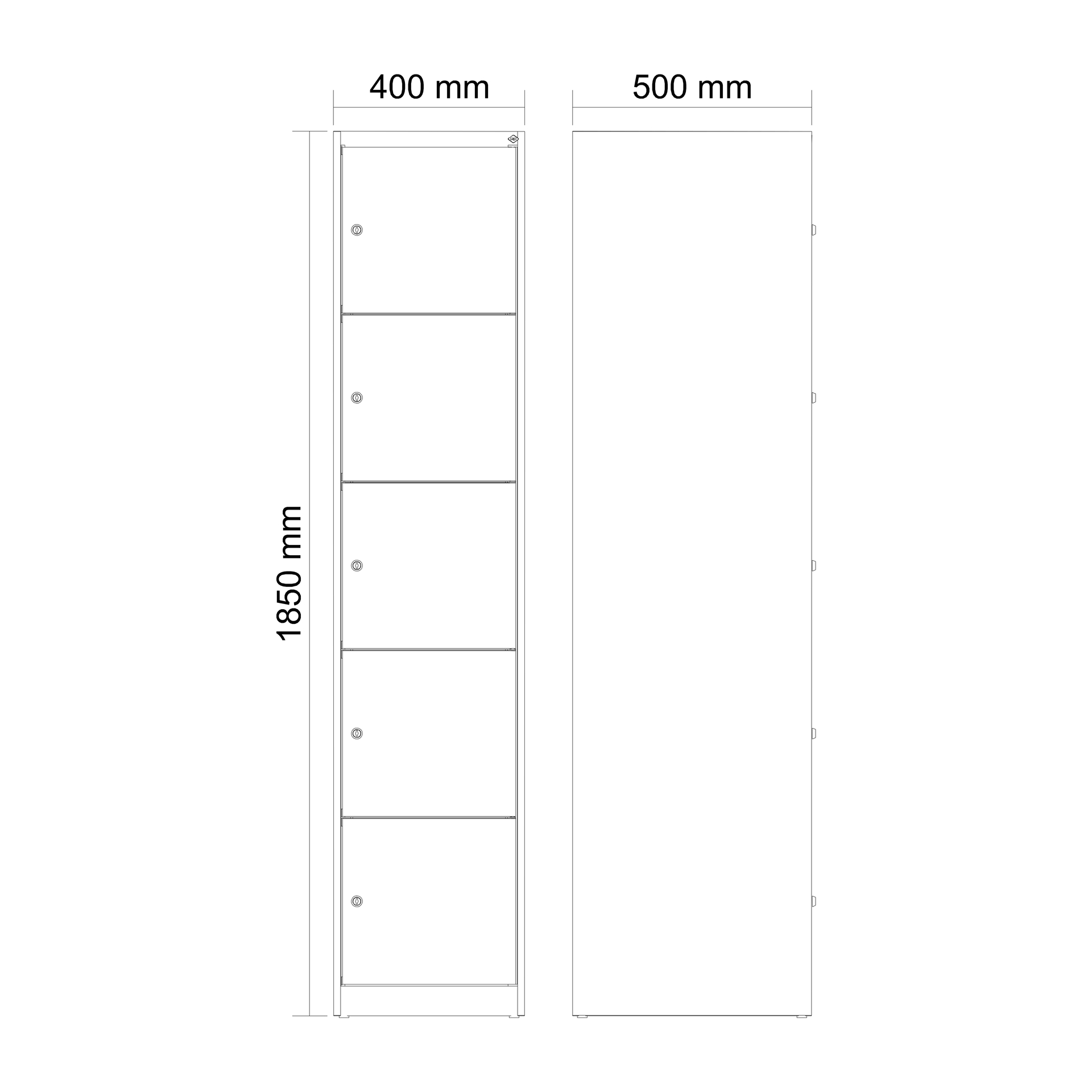 C+P Schlie�fachschrank Evolo PLUS, 5 F�cher, 1850x400x500mm