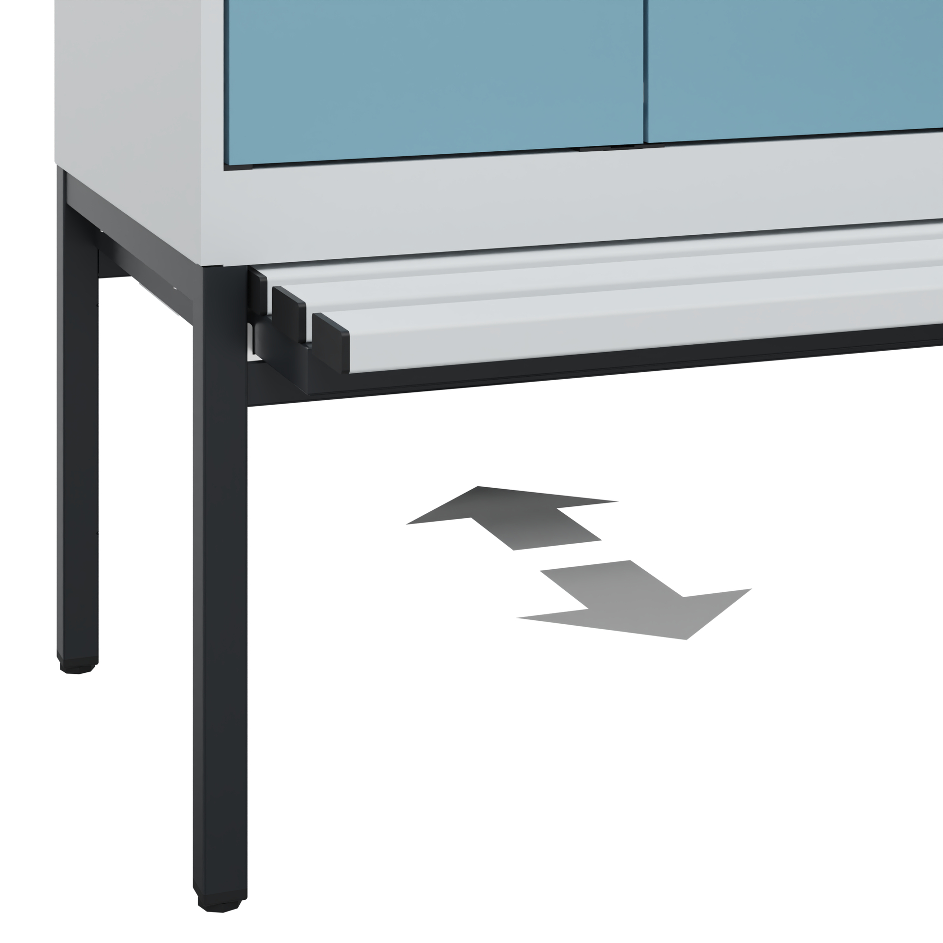 C+P PSA Schwarz-Weiß-Spind Evolo PLUS, Bank, 4 Abteile, 2120x1200x815mm